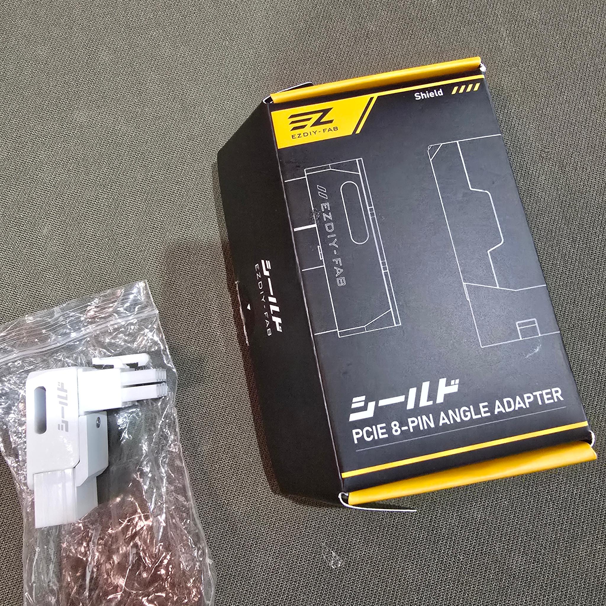 EZDIY-FAB Shield Series 8-Pin PCIe GPU Power Adapter 90-Degree Angled Connector Reverse Type White