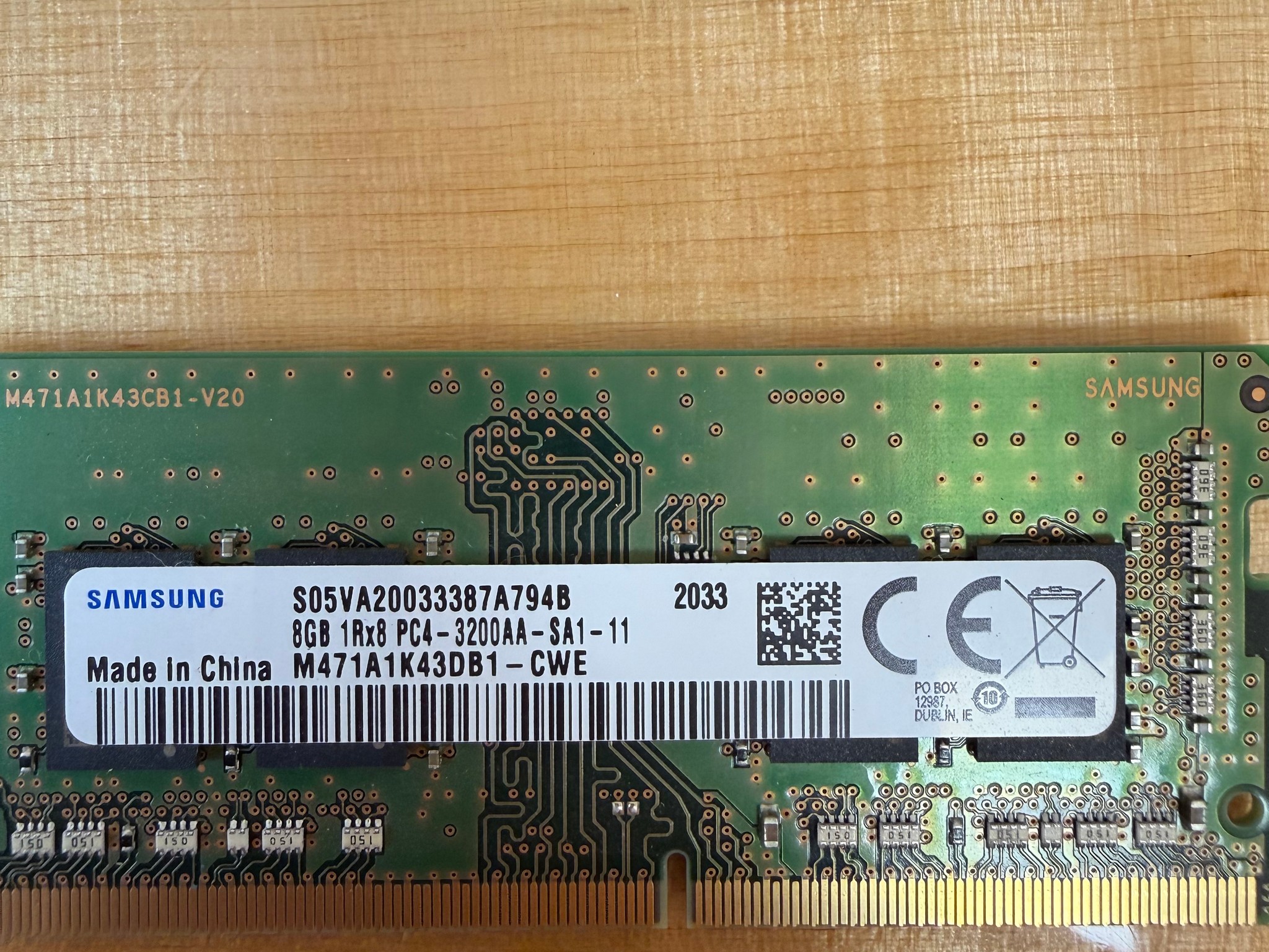 Samsung 16GB (2x8GB) DDR4-3200 PC4-25600 1Rx8 SO-DIMM Laptop RAM M471A1K43DB1-CWE