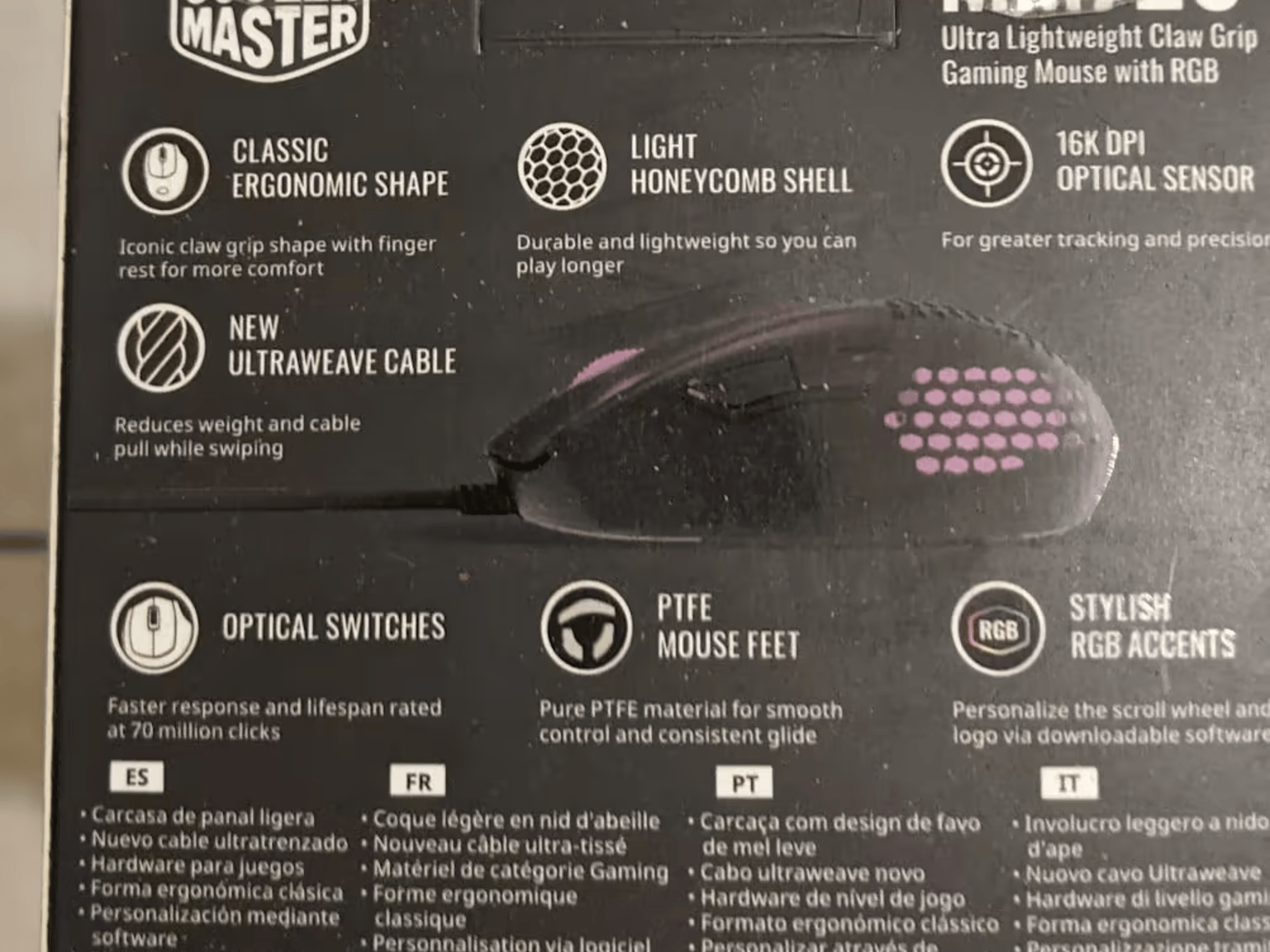 BNIB Cooler Master MM720 RGB Wired Ultralight Gaming Mouse, Matte Black