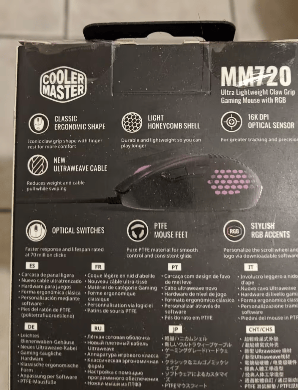 BNIB Cooler Master MM720 RGB Wired Ultralight Gaming Mouse, Matte Black
