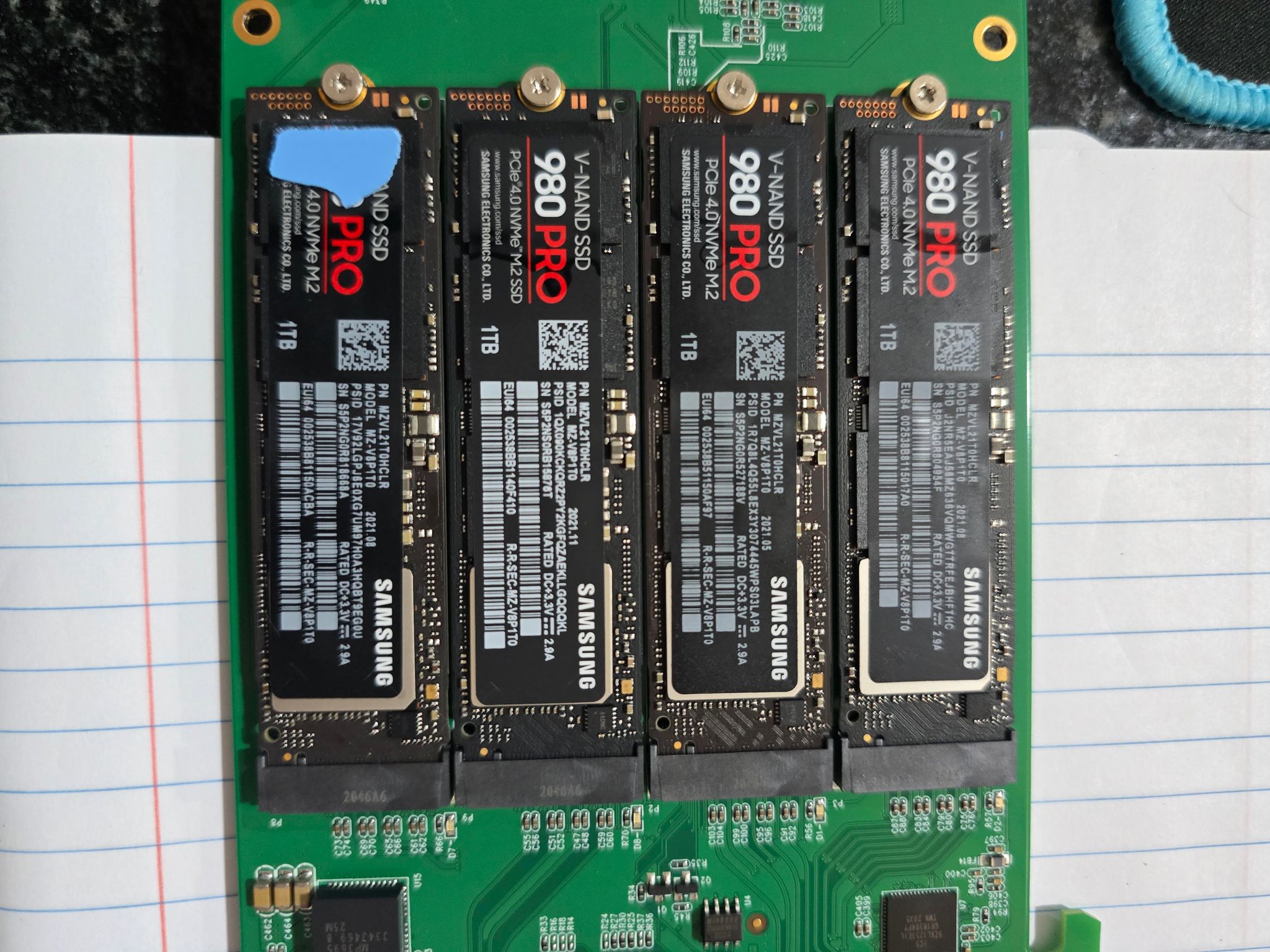HighPoint SSD7540 NVMe RAID Card + 8TB — 8× Samsung 980 PRO 1TB SSDs