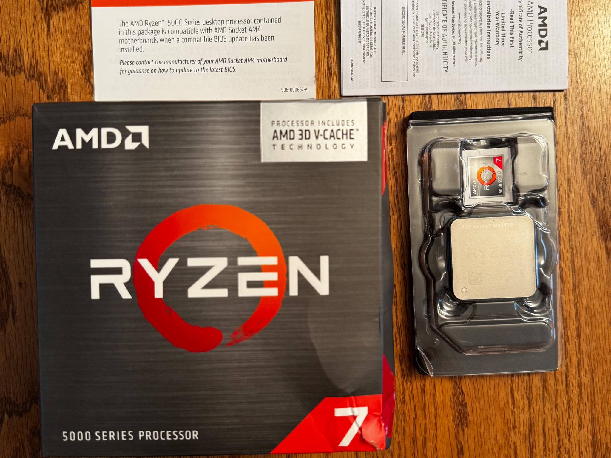 AMD Ryzen 7 5800X3D 8-Core Gaming CPU with Original Box & Sticker