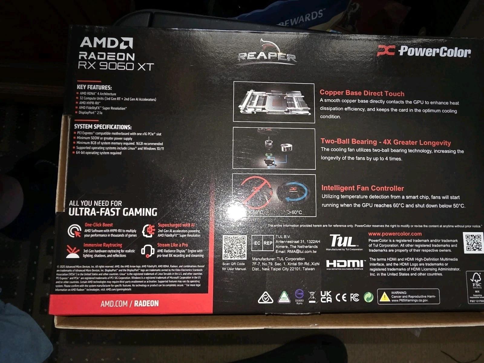Powercolor Radeon Rx 9060 XT Reaper 16Gb Gddr6 Pci Express 5.0