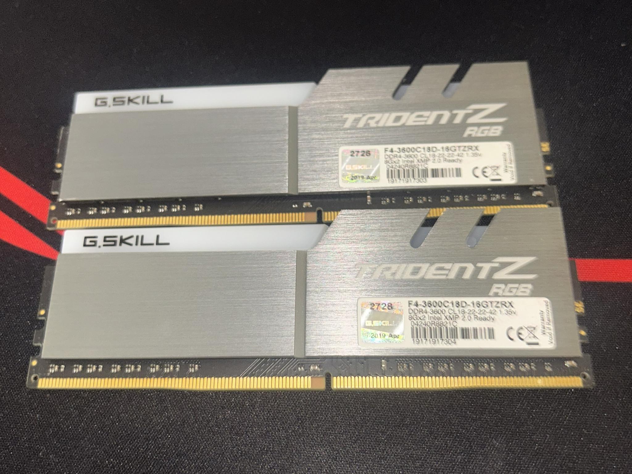 16GB (8GB x 2) G.Skill Trident Z RGB DDR4 3600M/Ts