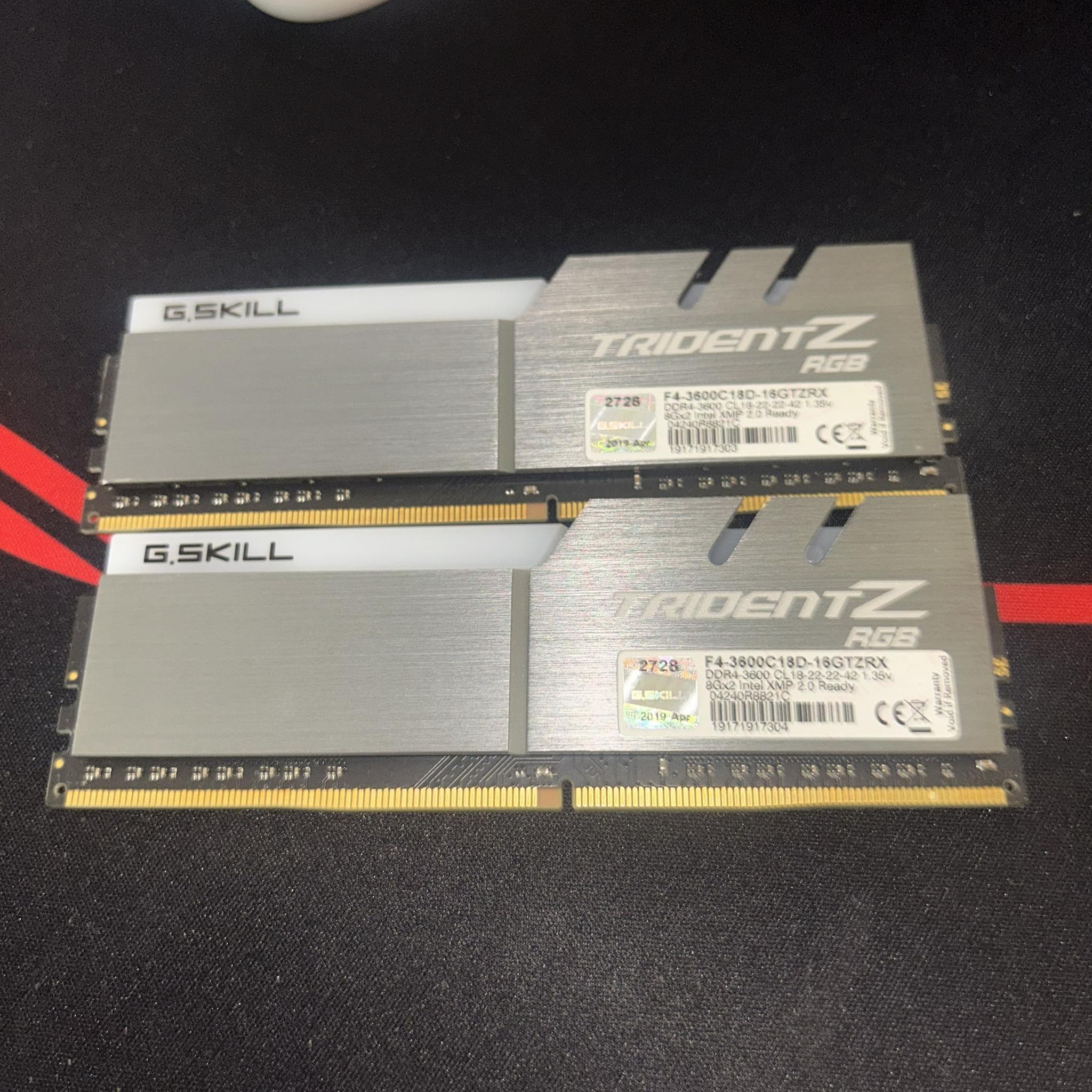 16GB (8GB x 2) G.Skill Trident Z RGB DDR4 3600M/Ts