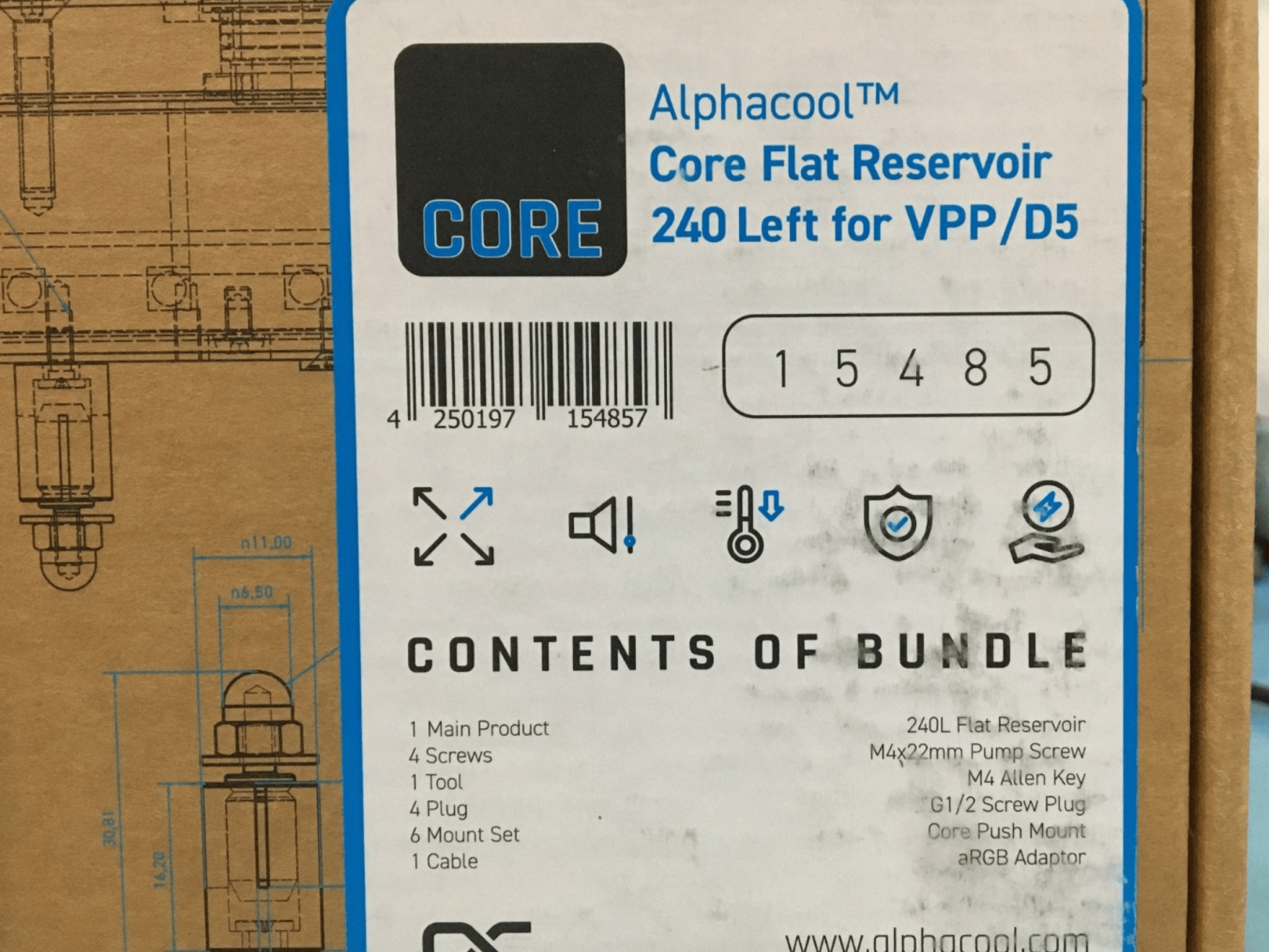 Alphacool Core Flat Reservoir 240 Left for VPP/05 15485 - Open Box