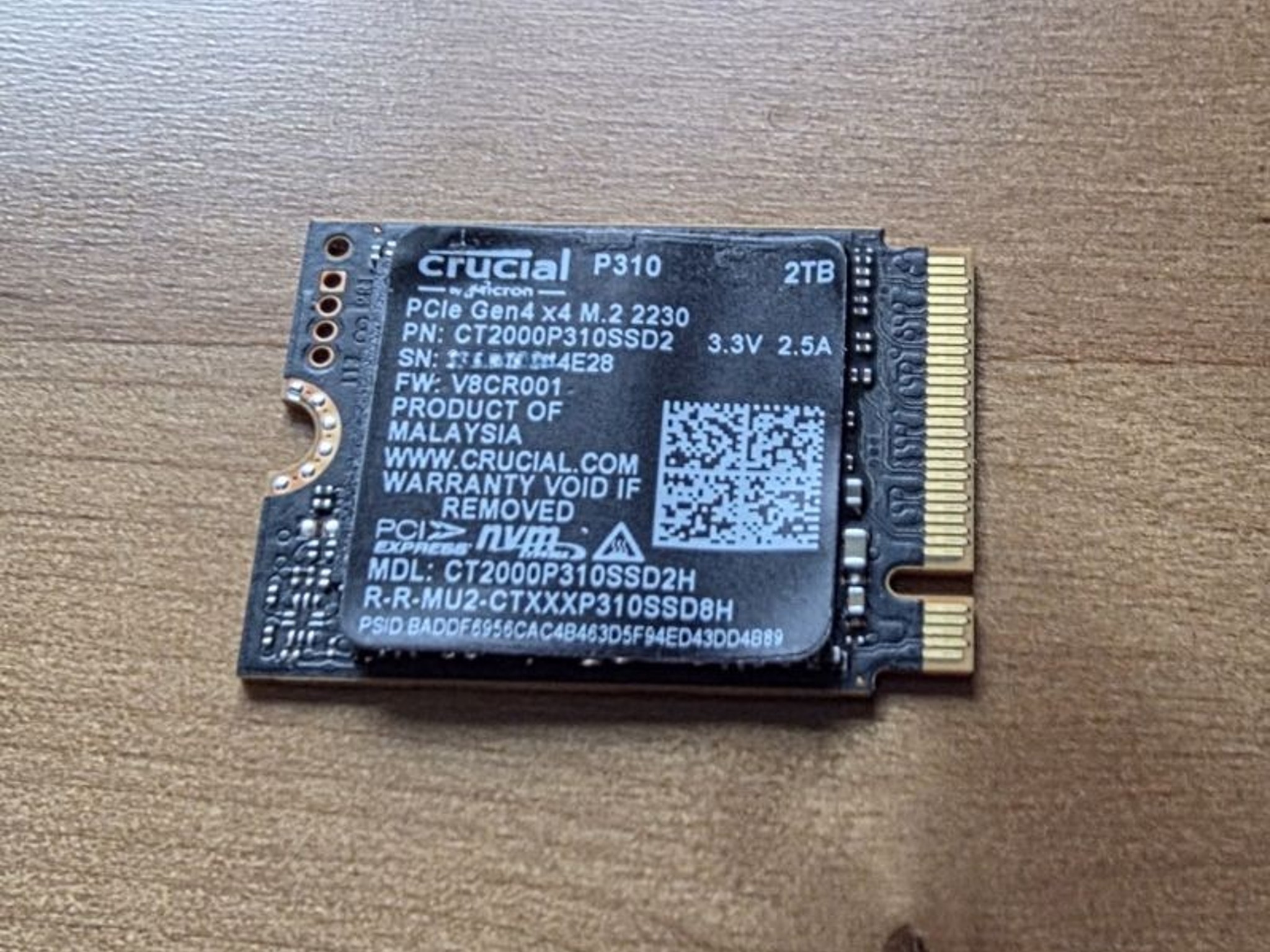 Crucial P310 2TB M.2 2230 SSD, PCIe Gen4 NVMe, Up to 7,100MB/s, Solid State Drive - CT2000P310SSD2