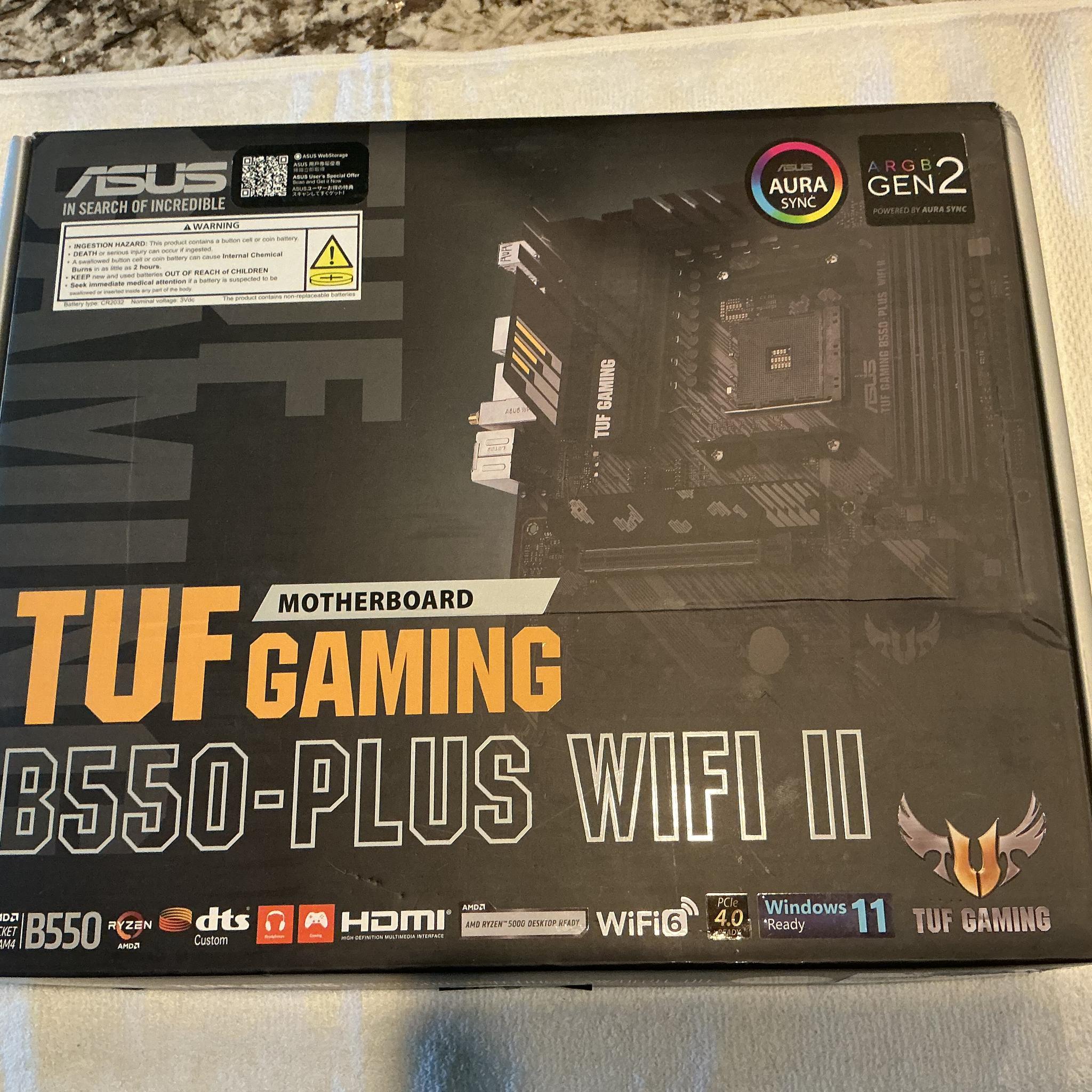 Open Box ++ ASUS TUF GAMING B550-PLUS WIFI II AM4 AMD B550 ATX Motherboard
