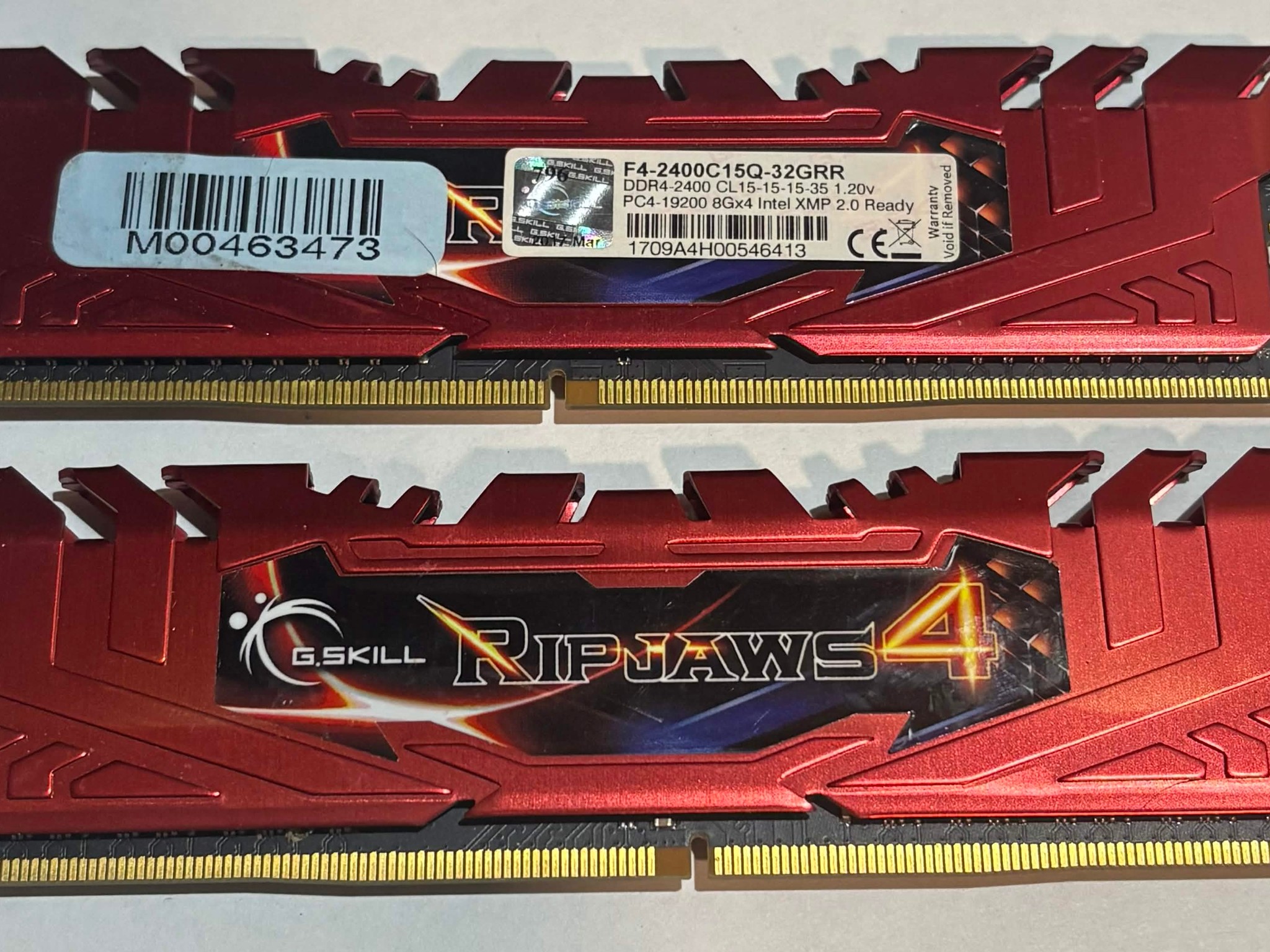 G.SKILL Ripjaws 4 16GB (2x8GB) DDR4 2400MHz CL15 Memory Kit | Red | Tested Working