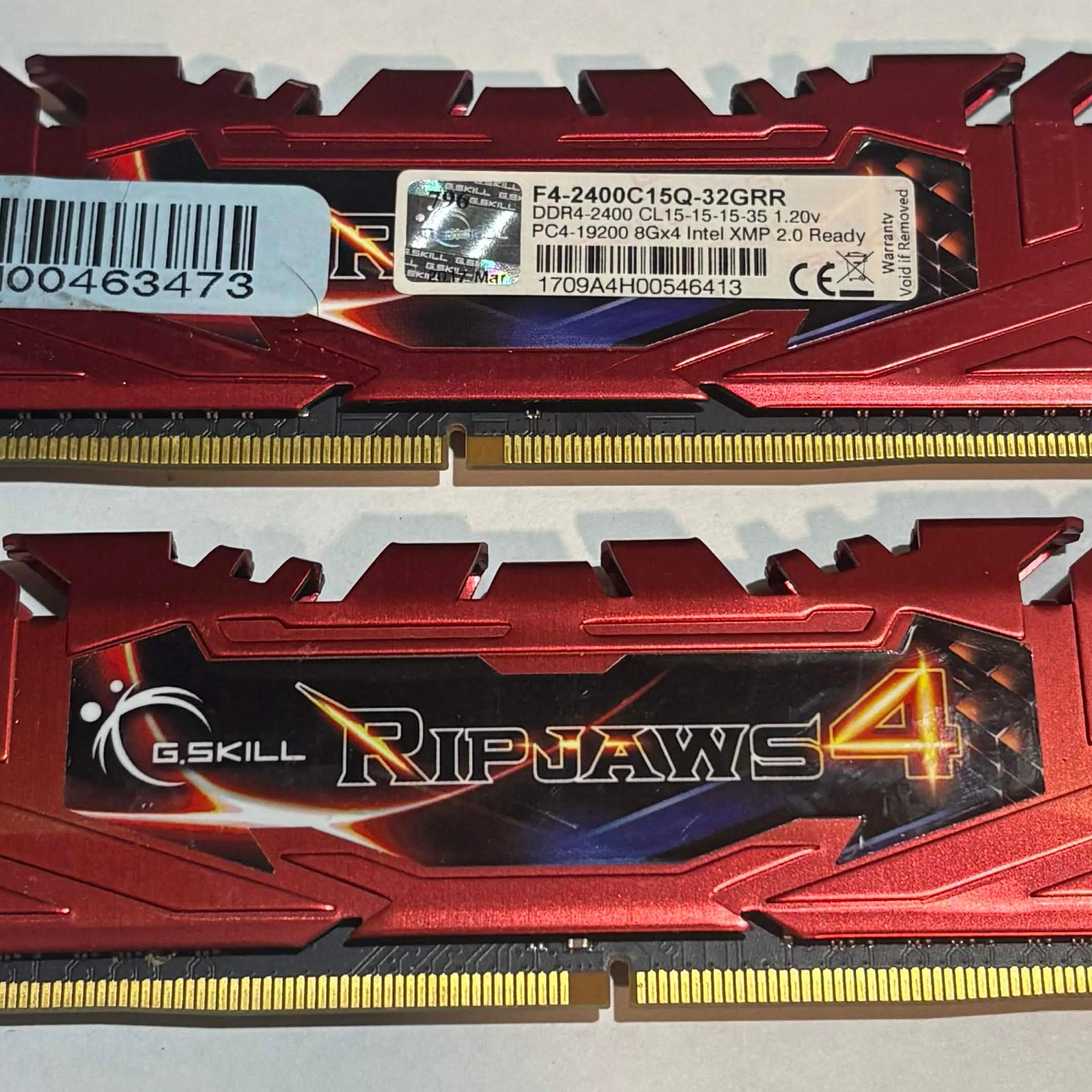 G.SKILL Ripjaws 4 16GB (2x8GB) DDR4 2400MHz CL15 Memory Kit | Red | Tested Working