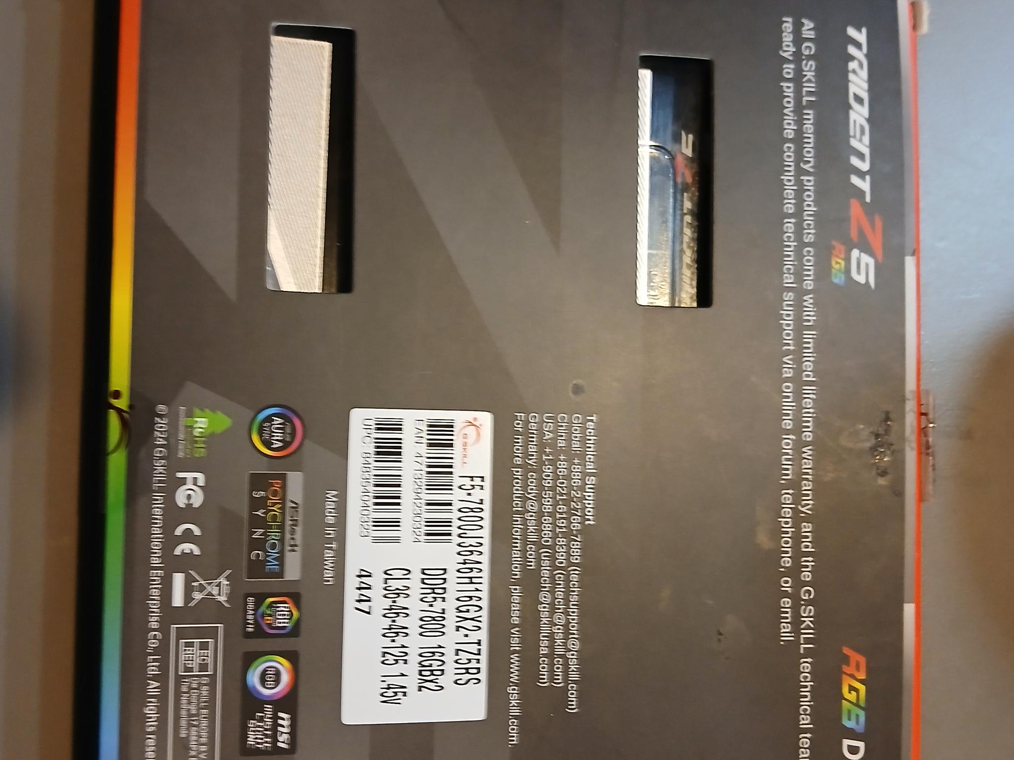 White g skill trident z5 rgb 16x2 ddr5 7800