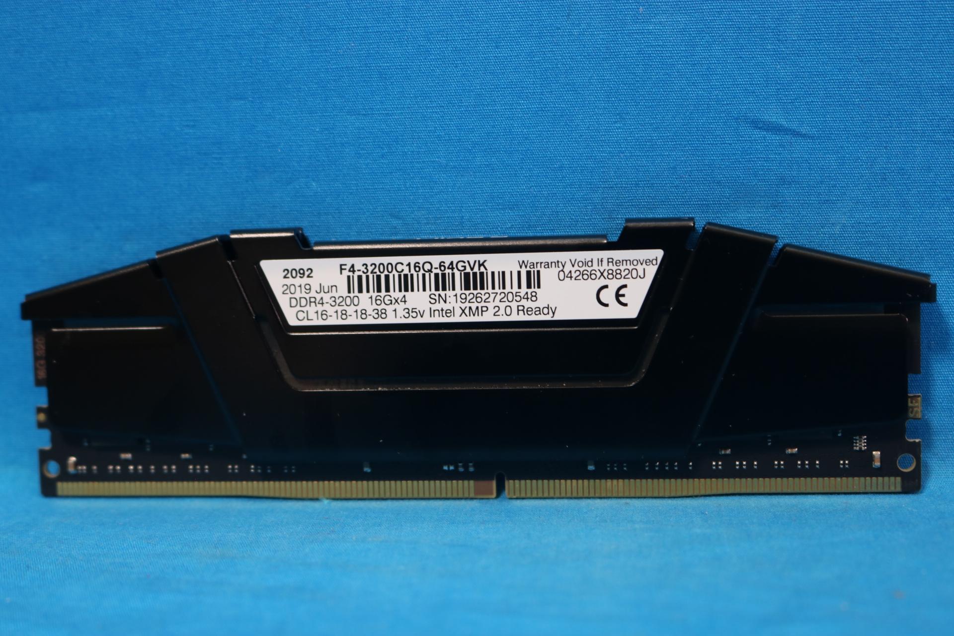 G.Skill RipJaws V 32GB (2x16GB) DDR4-3200MHz CL16 1.35V Desktop RAM F4-3200C16Q-64GVK