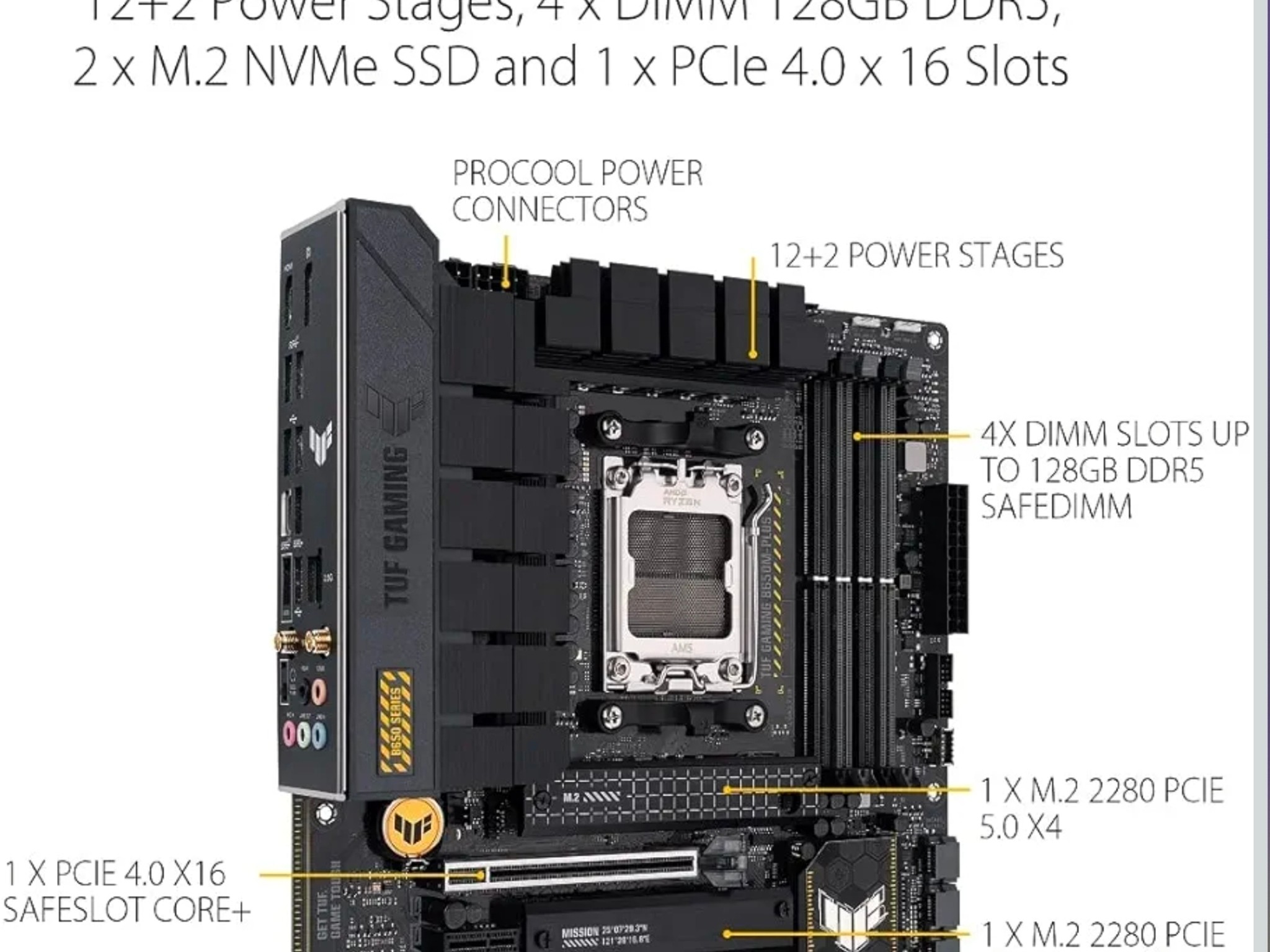 ASUS TUF GAMING B650M PLUS WIFI + R9 9850X3D + 500 gb NMVE