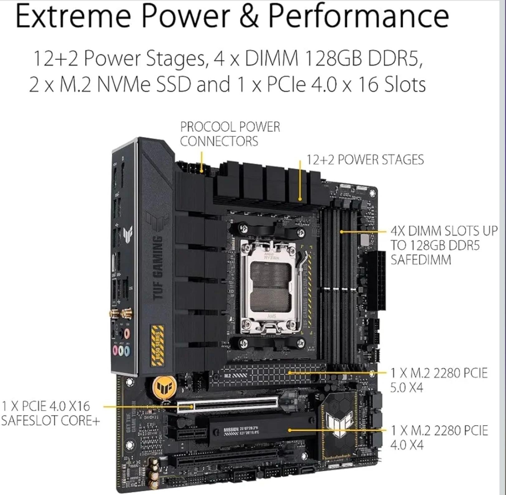 ASUS TUF GAMING B650M PLUS WIFI + R9 9850X3D + 500 gb NMVE