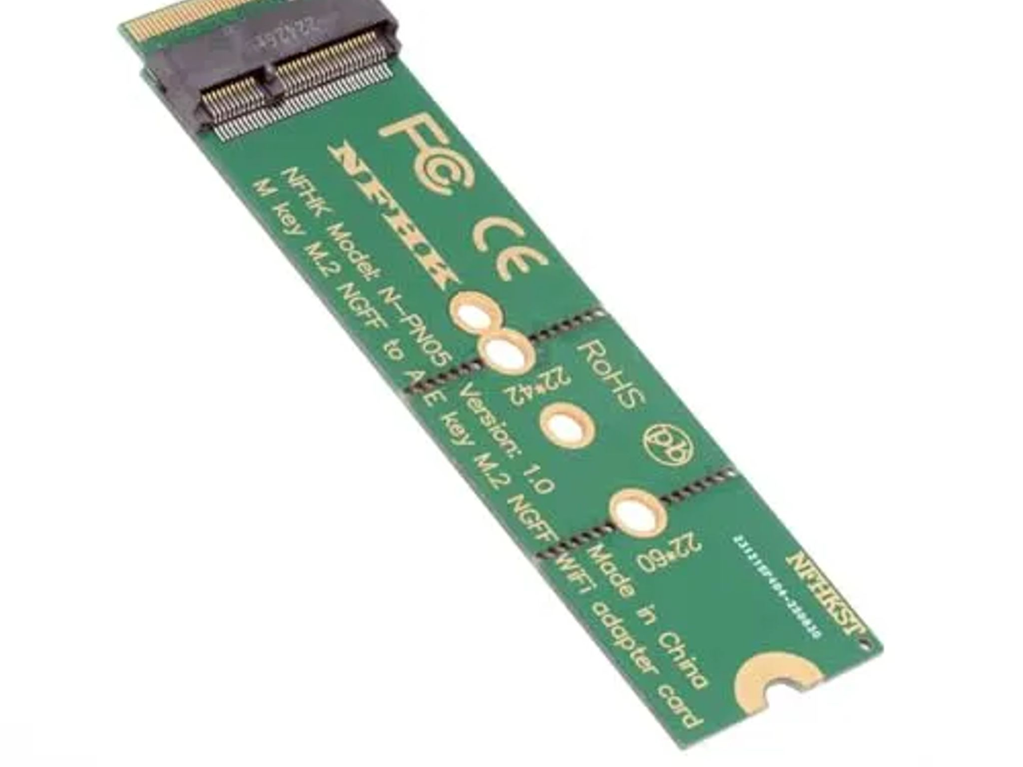 NFHK WiFi Riser Card NGFF Key-E Wireless Networking Card to M.2 NGFF NVME SSD Adapter Key-M