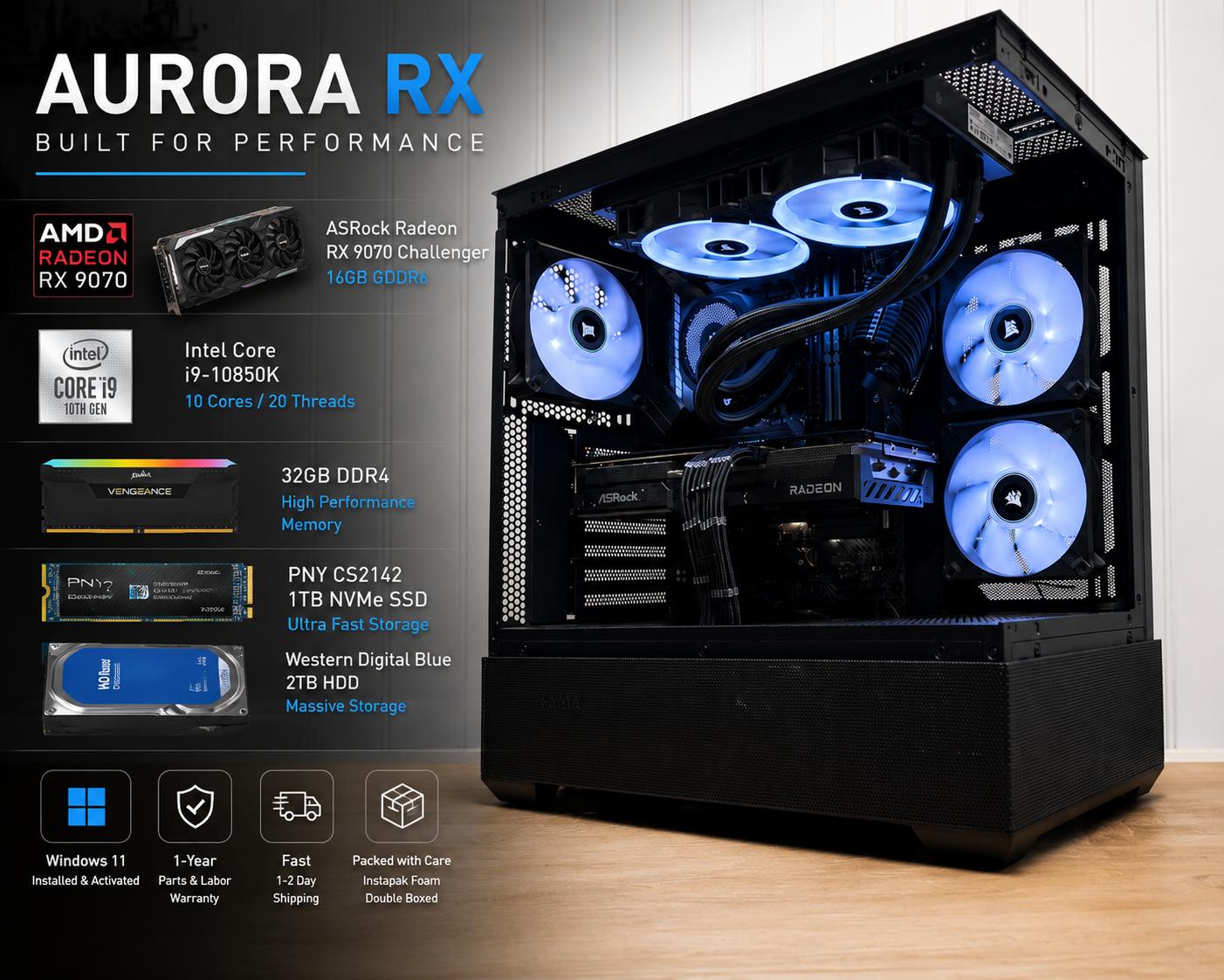 🔥 AURORA RX | RX 9070 16GB | Core i9 | 32GB | 3TB UNBEATABEL FOR THE $