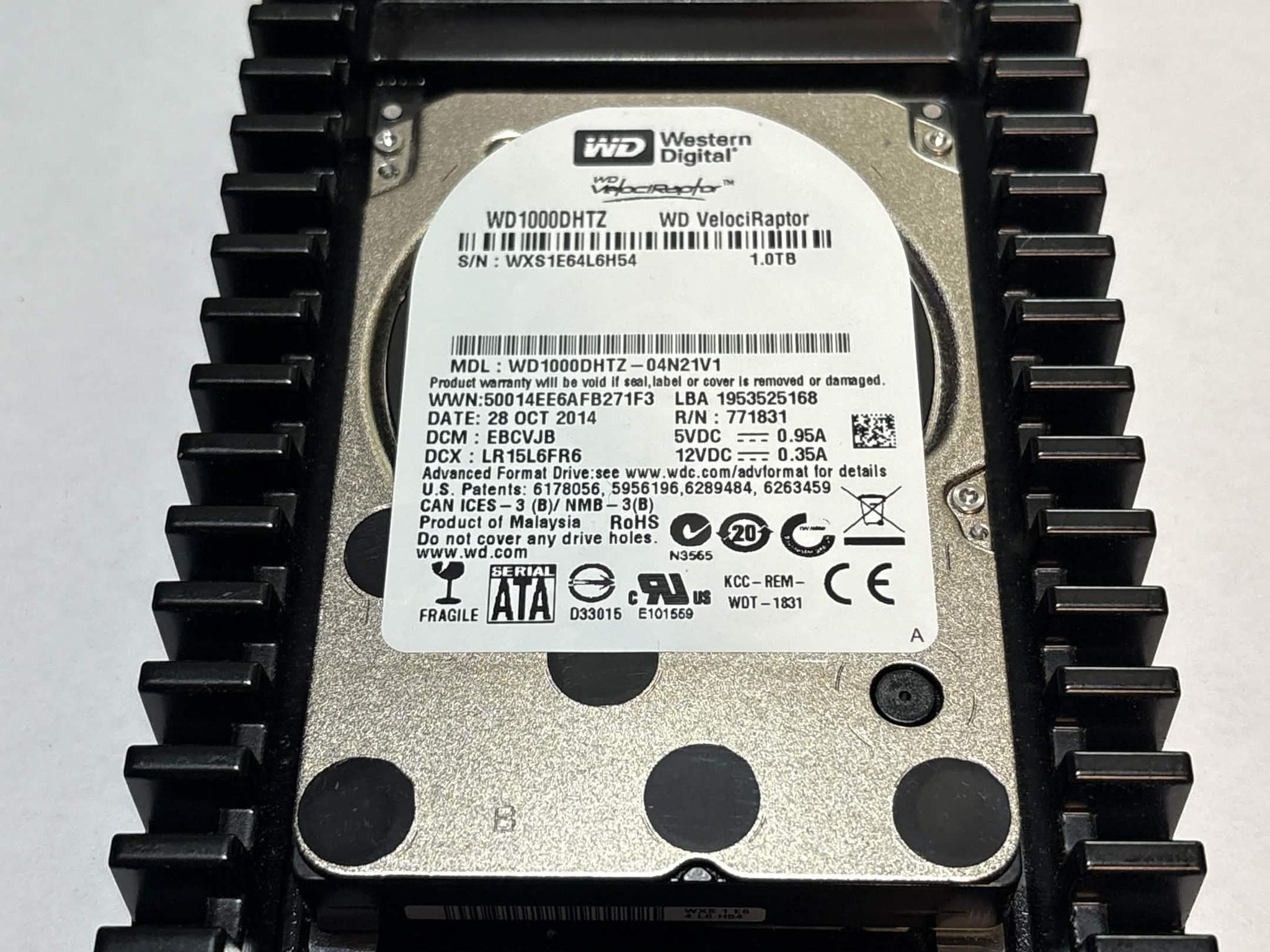 WD VelociRaptor 1TB 10,000 RPM SATA HDD w/ IcePack Heatsink – WD1000DHTZ – Good SMART