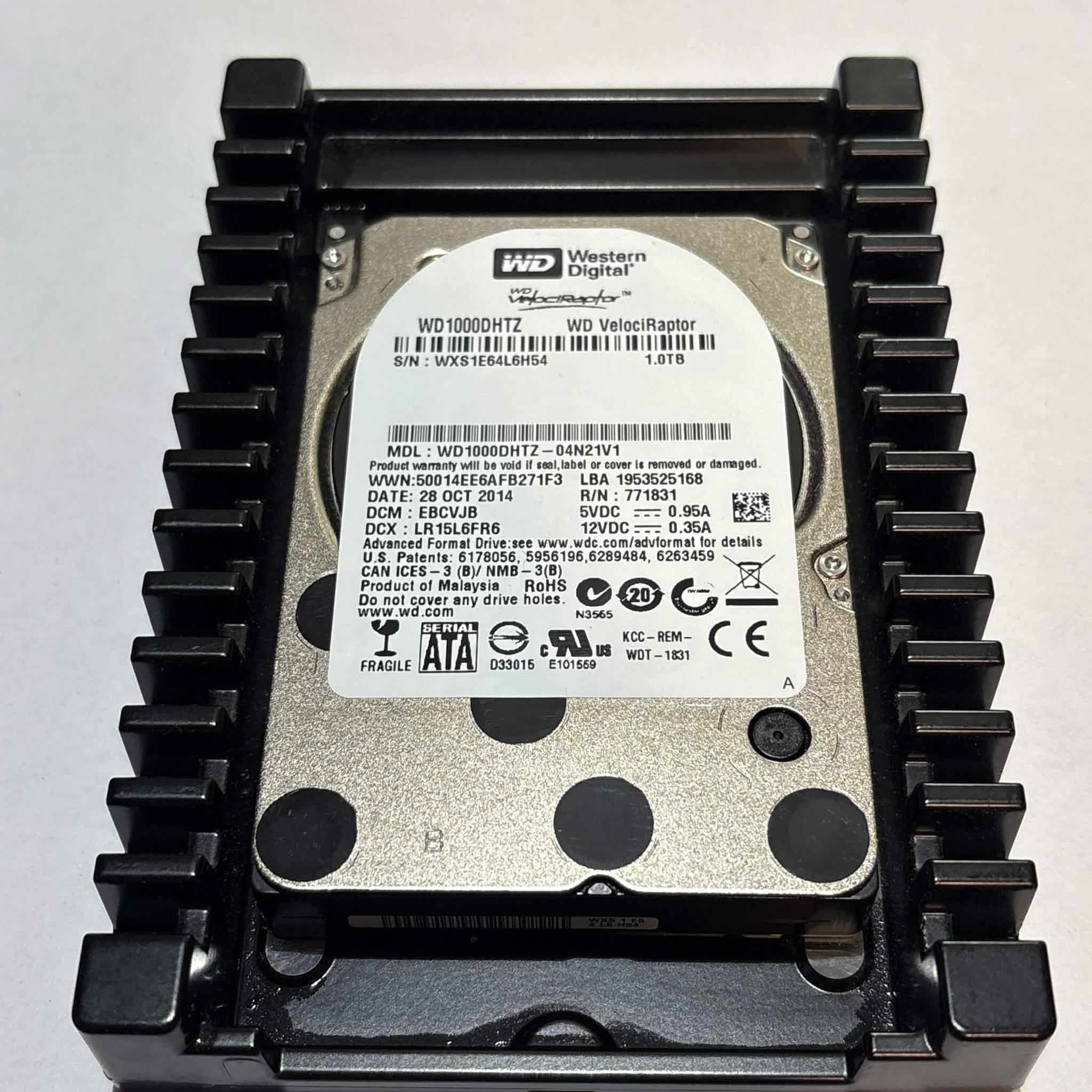 WD VelociRaptor 1TB 10,000 RPM SATA HDD w/ IcePack Heatsink – WD1000DHTZ – Good SMART