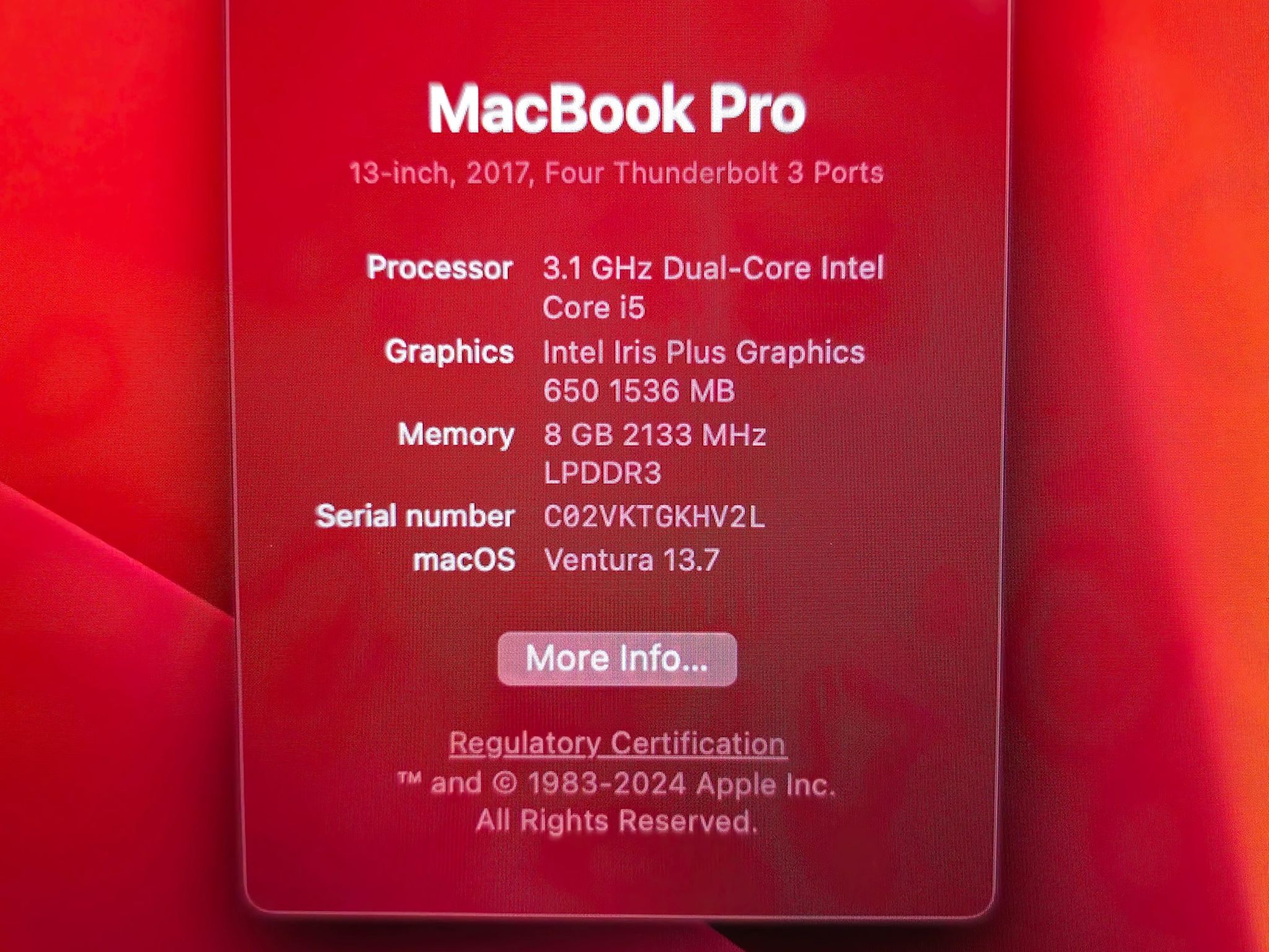 MacBook Pro Mid-2017 13in A1706 EMC3163