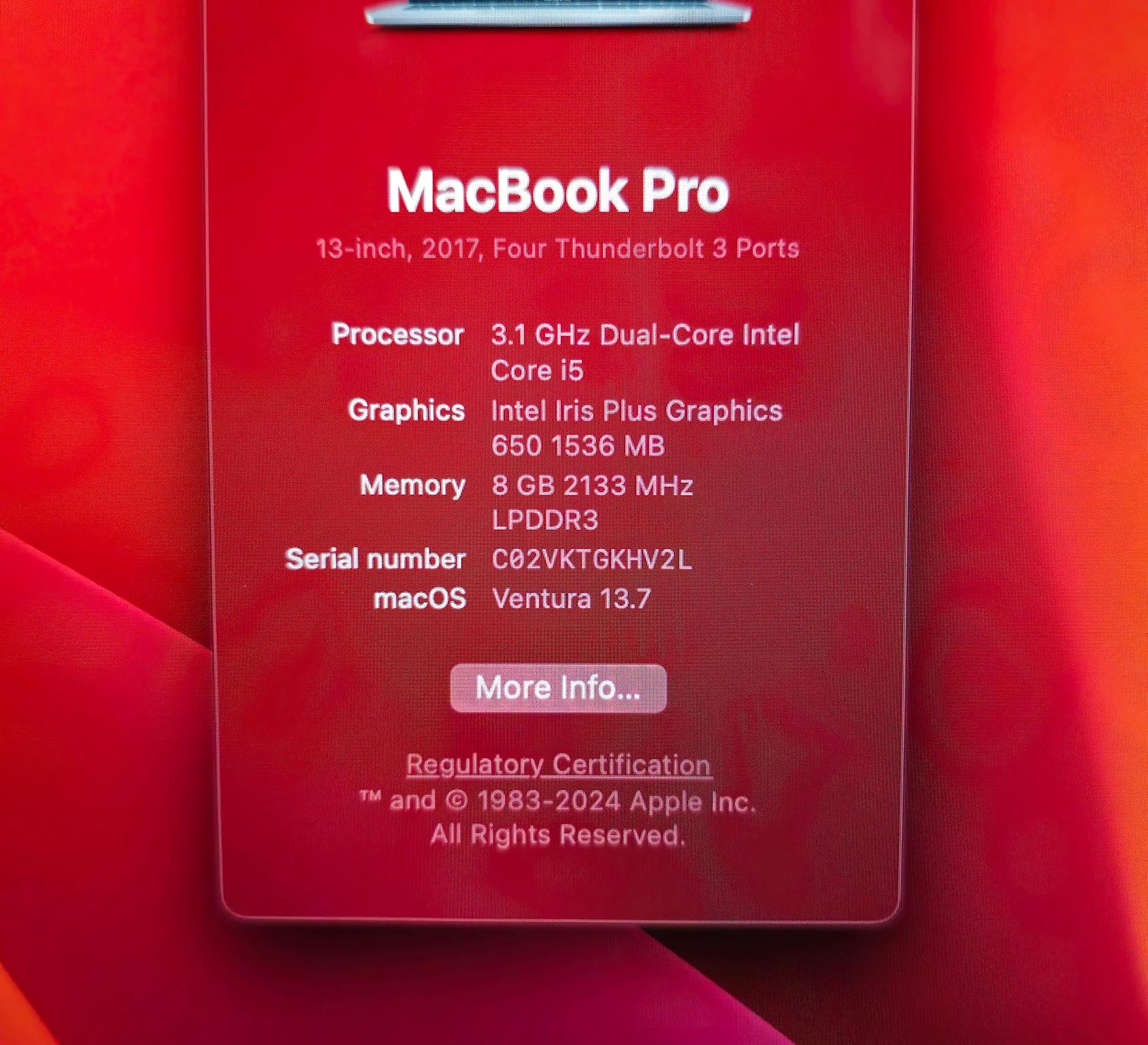 MacBook Pro Mid-2017 13in A1706 EMC3163