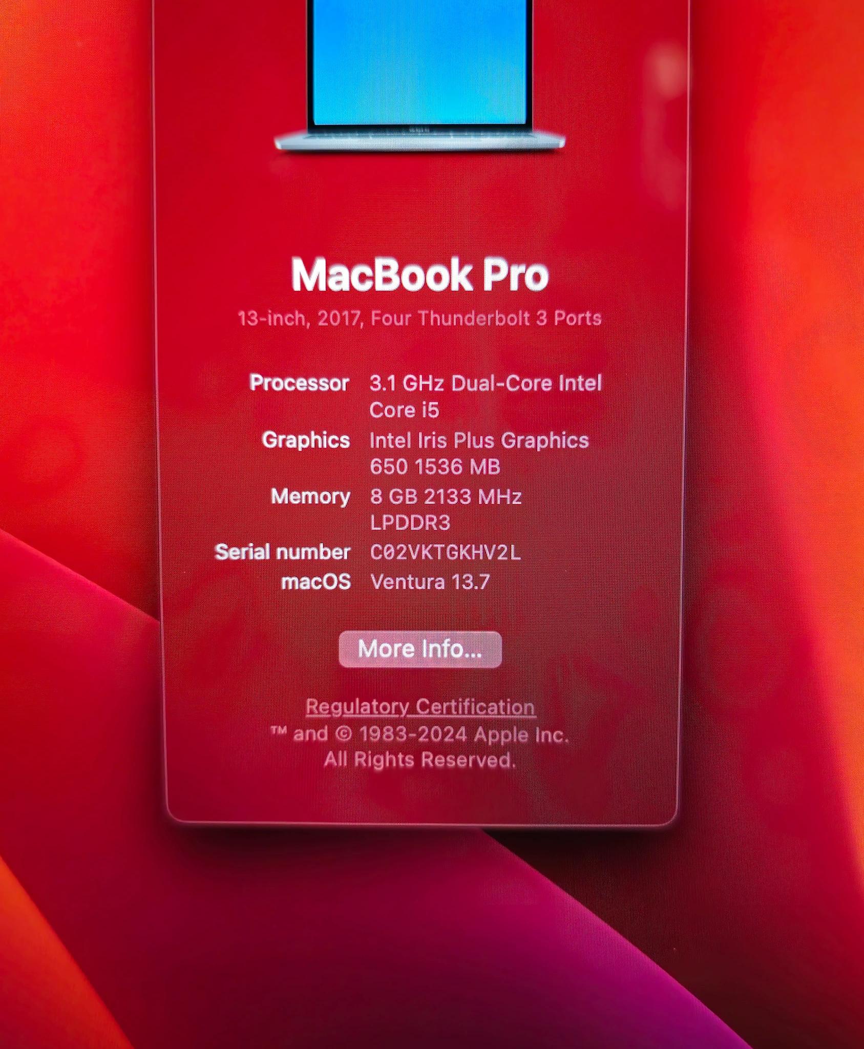 MacBook Pro Mid-2017 13in A1706 EMC3163