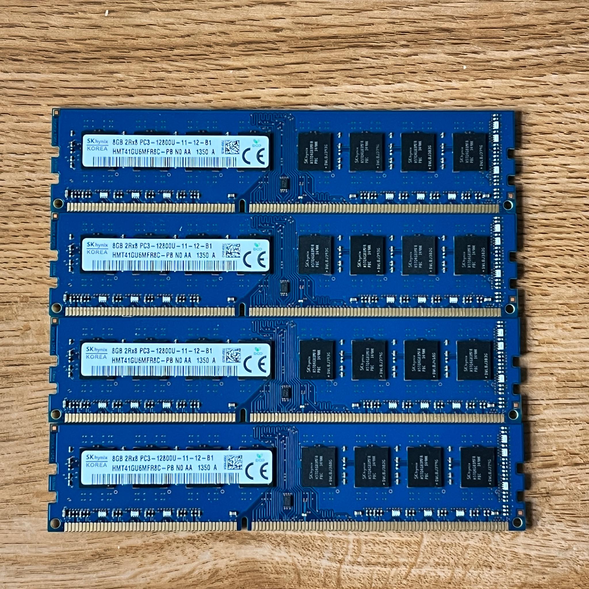 Kit of 4x8GB SK Hynix 32GB 2Rx8 PC3-12800U Desktop Memory HMT41GU6MFR8C-PB DDR3