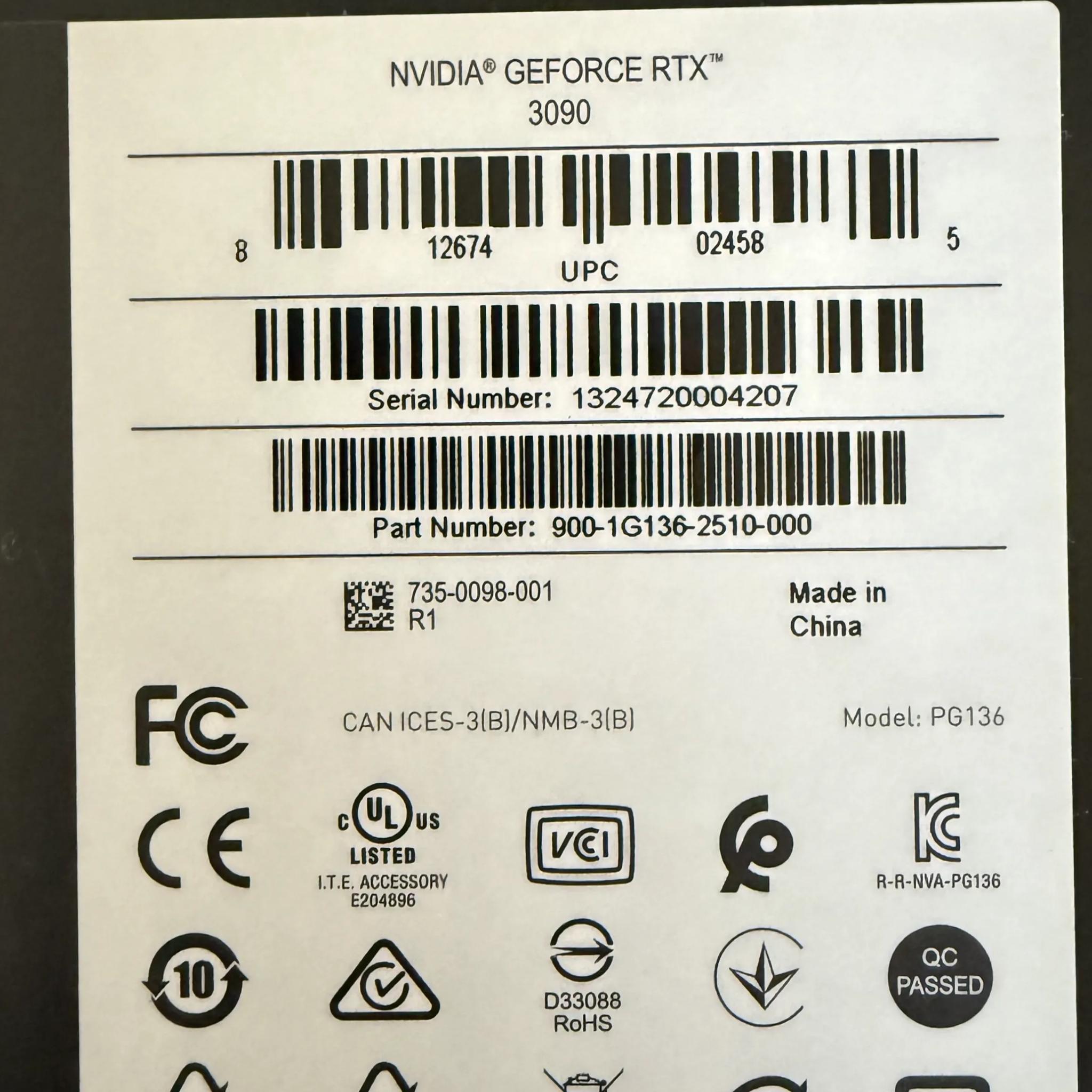 NVIDIA GeForce RTX 3090 Founders Edition 24GB GDDR6X Graphics Card