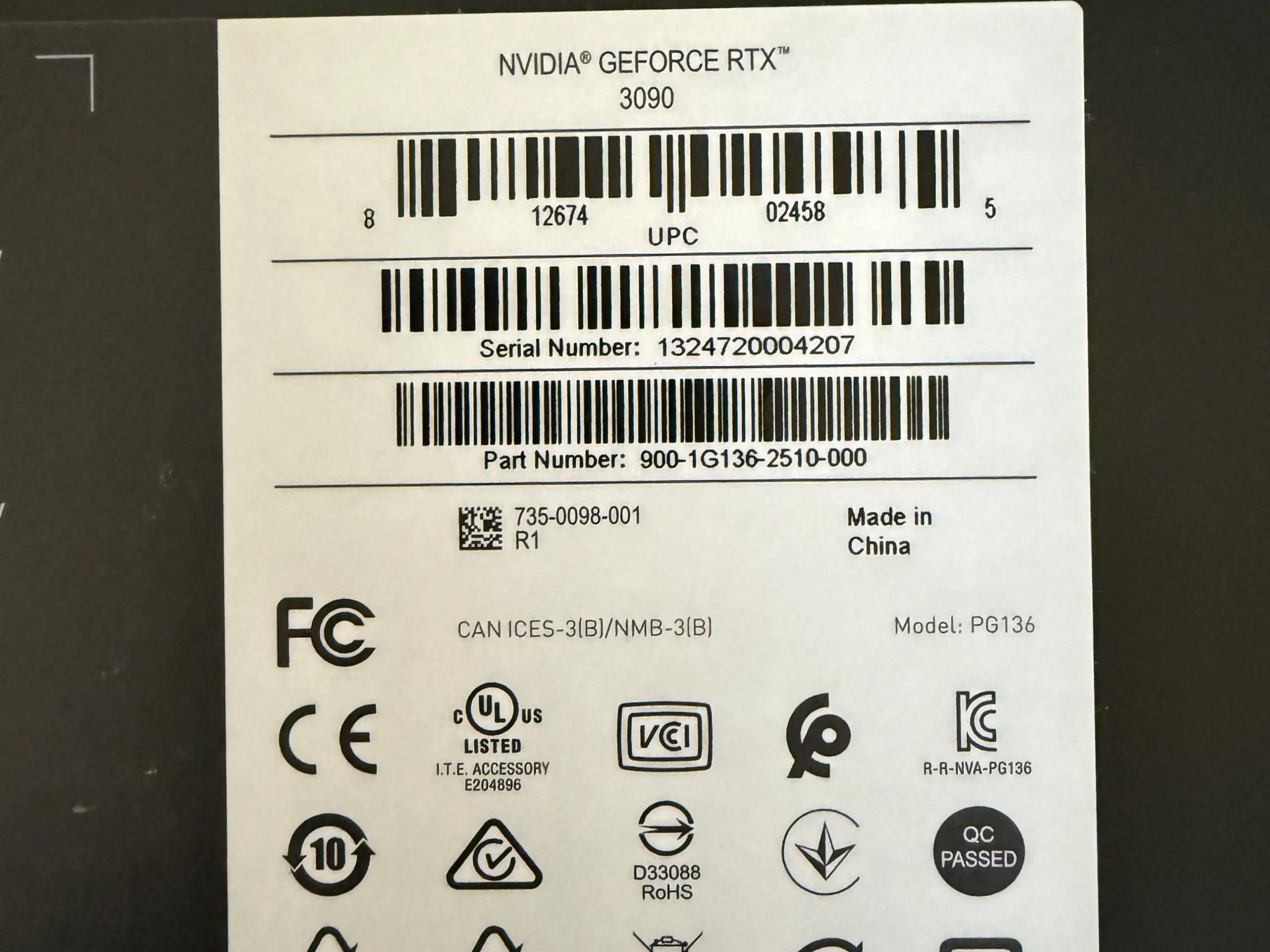 NVIDIA GeForce RTX 3090 Founders Edition 24GB GDDR6X Graphics Card