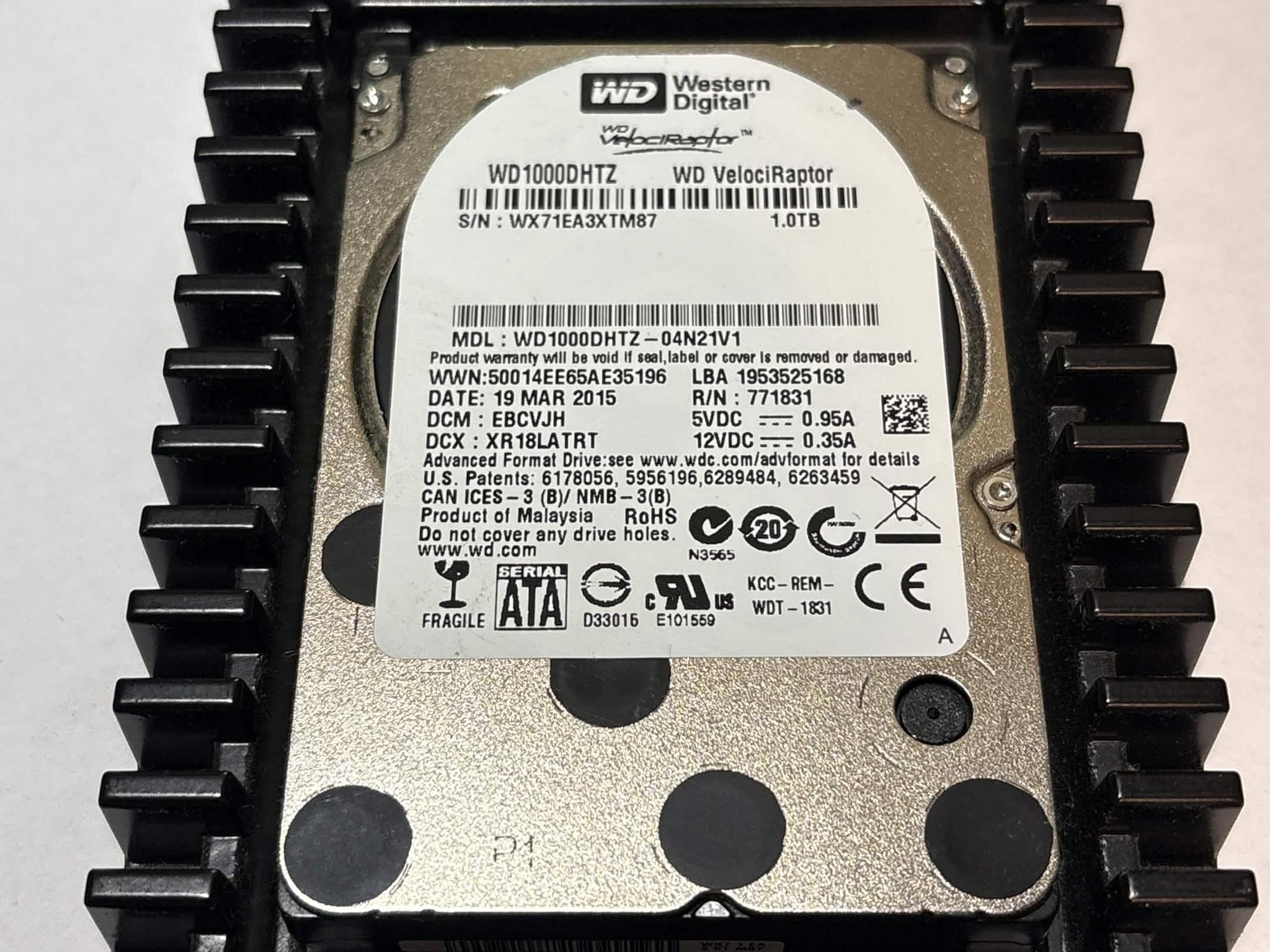 WD VelociRaptor 1TB 10,000 RPM SATA HDD w/ IcePack – WD1000DHTZ – Good SMART