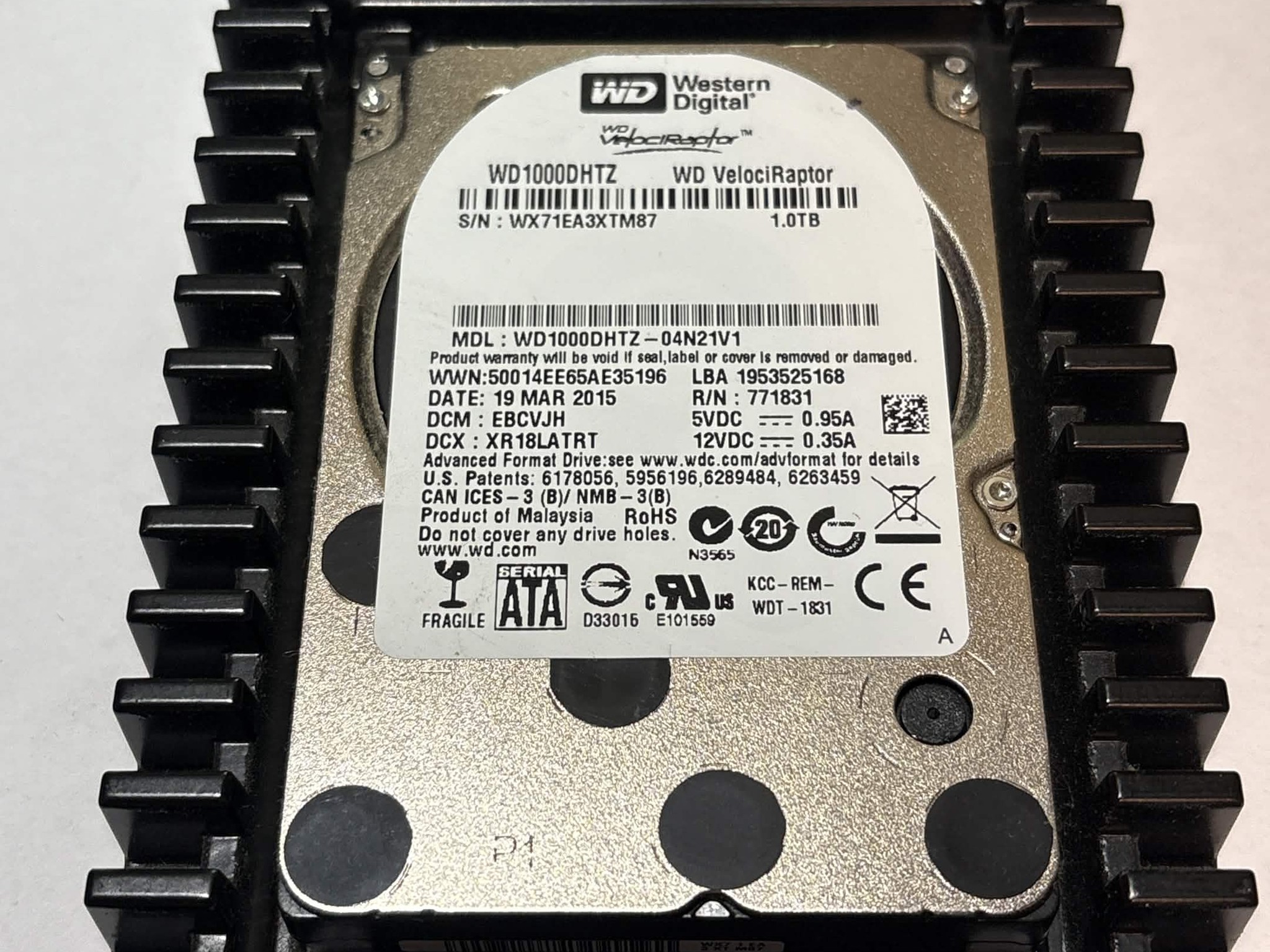 WD VelociRaptor 1TB 10,000 RPM SATA HDD w/ IcePack – WD1000DHTZ – Good SMART