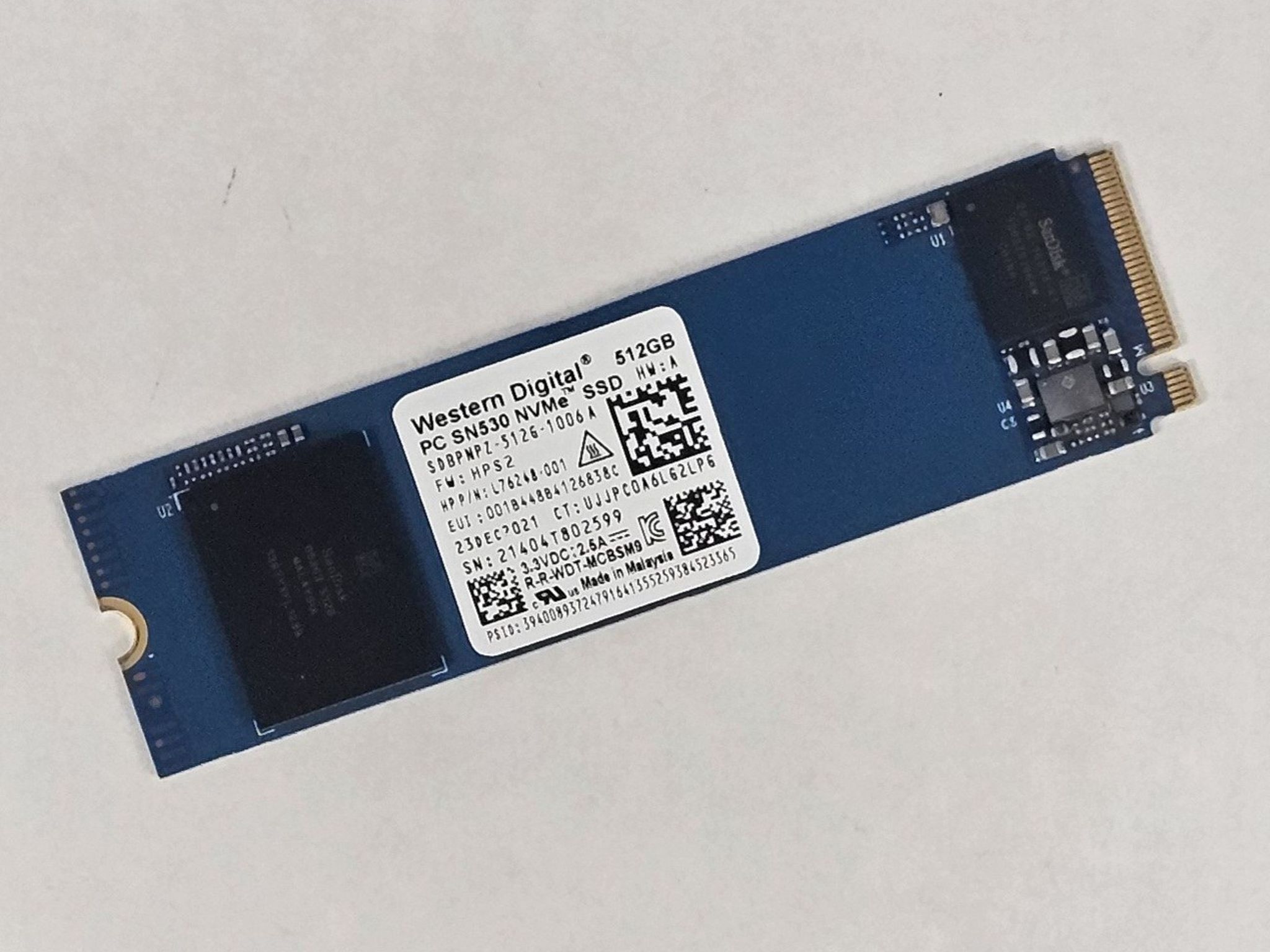 512GB NVMe M.2 SSD WD PC SN530 Gen3