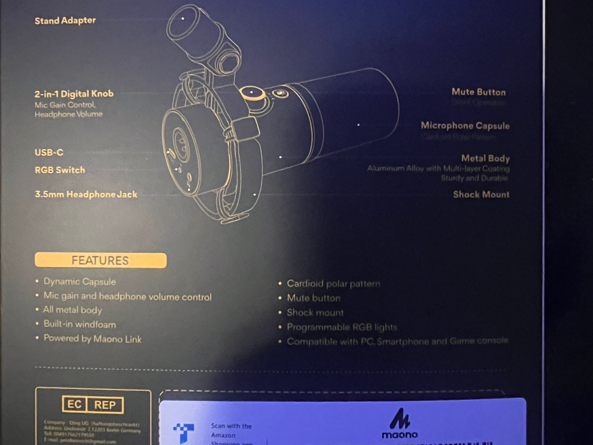 MAONO XLR/USB Dynamic PD200X