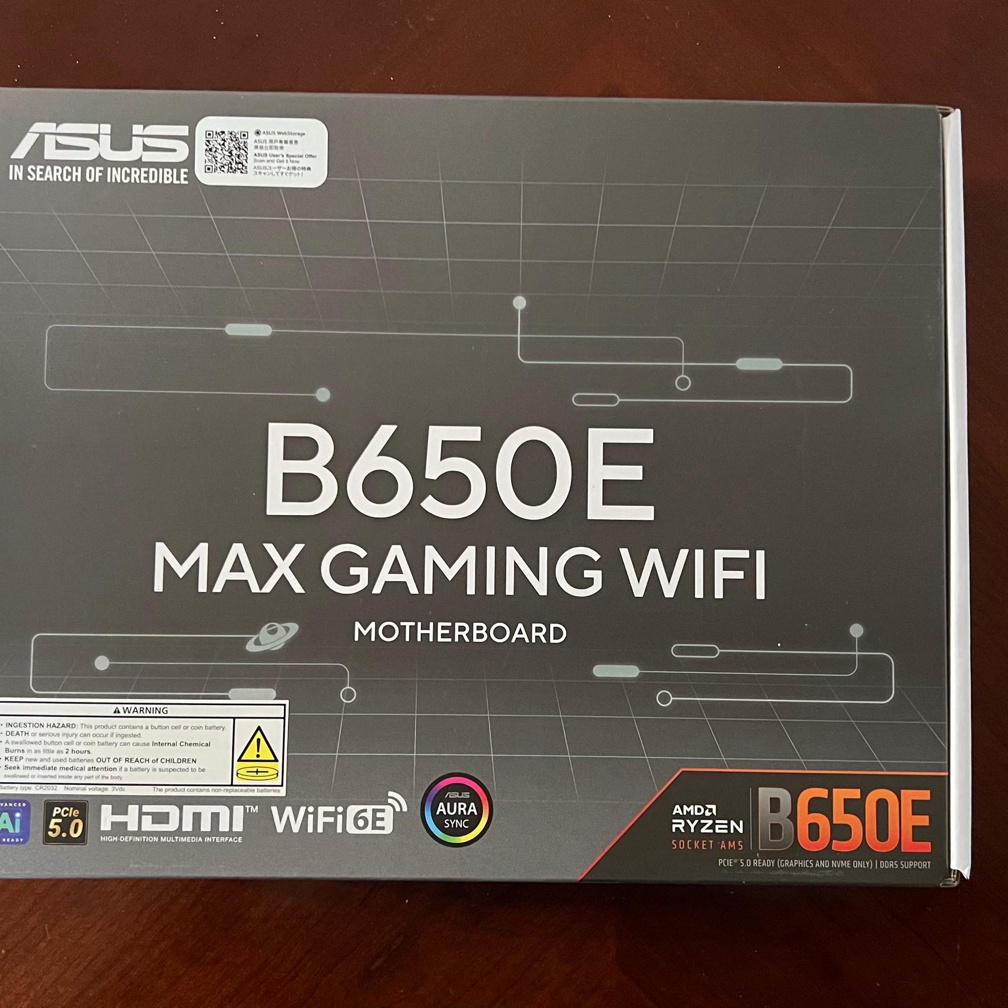 ASUS B650E MAX Gaming WiFi AMD B650 ATX Motherboard, DDR5