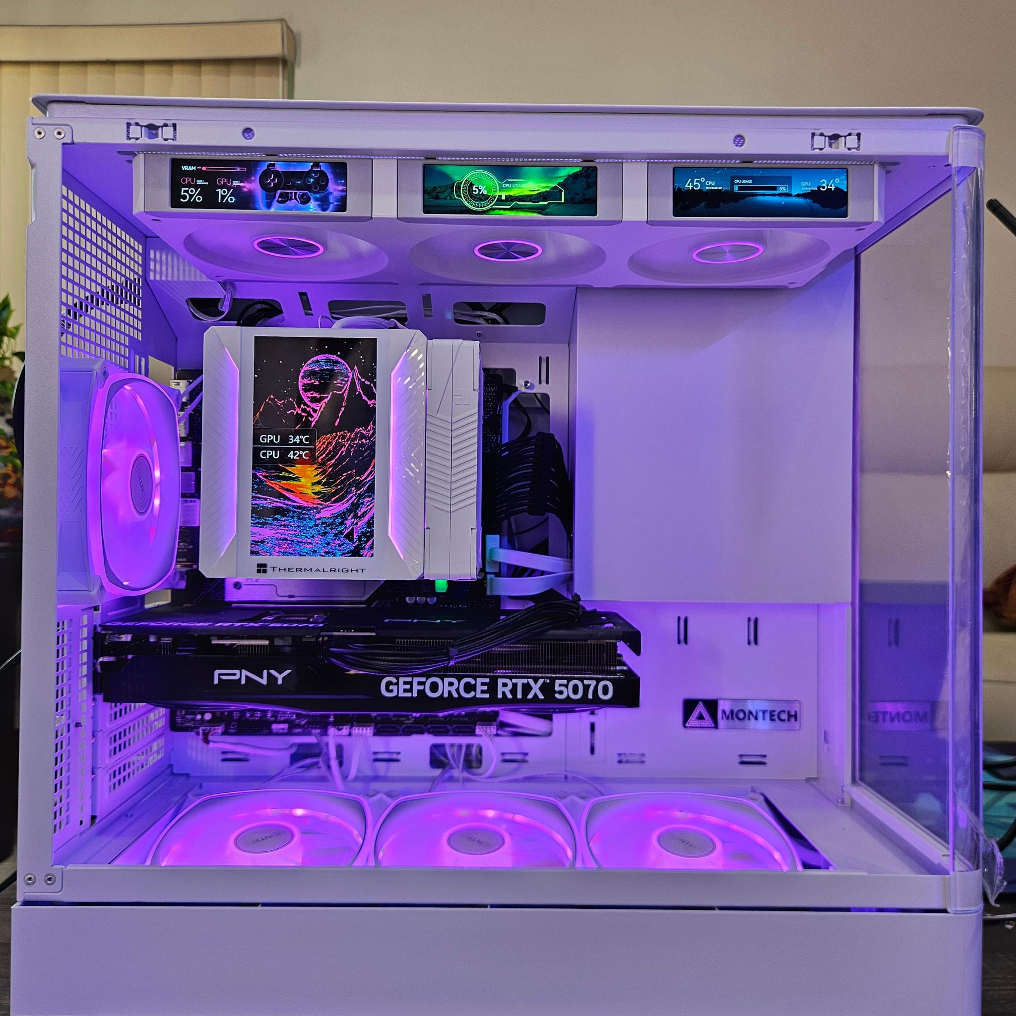 RTX 5070 Gaming PC • Ryzen 7 9700X • 1TB M.2 • Jonsbo ZC-360 • 32GB DDR5 • Clean White