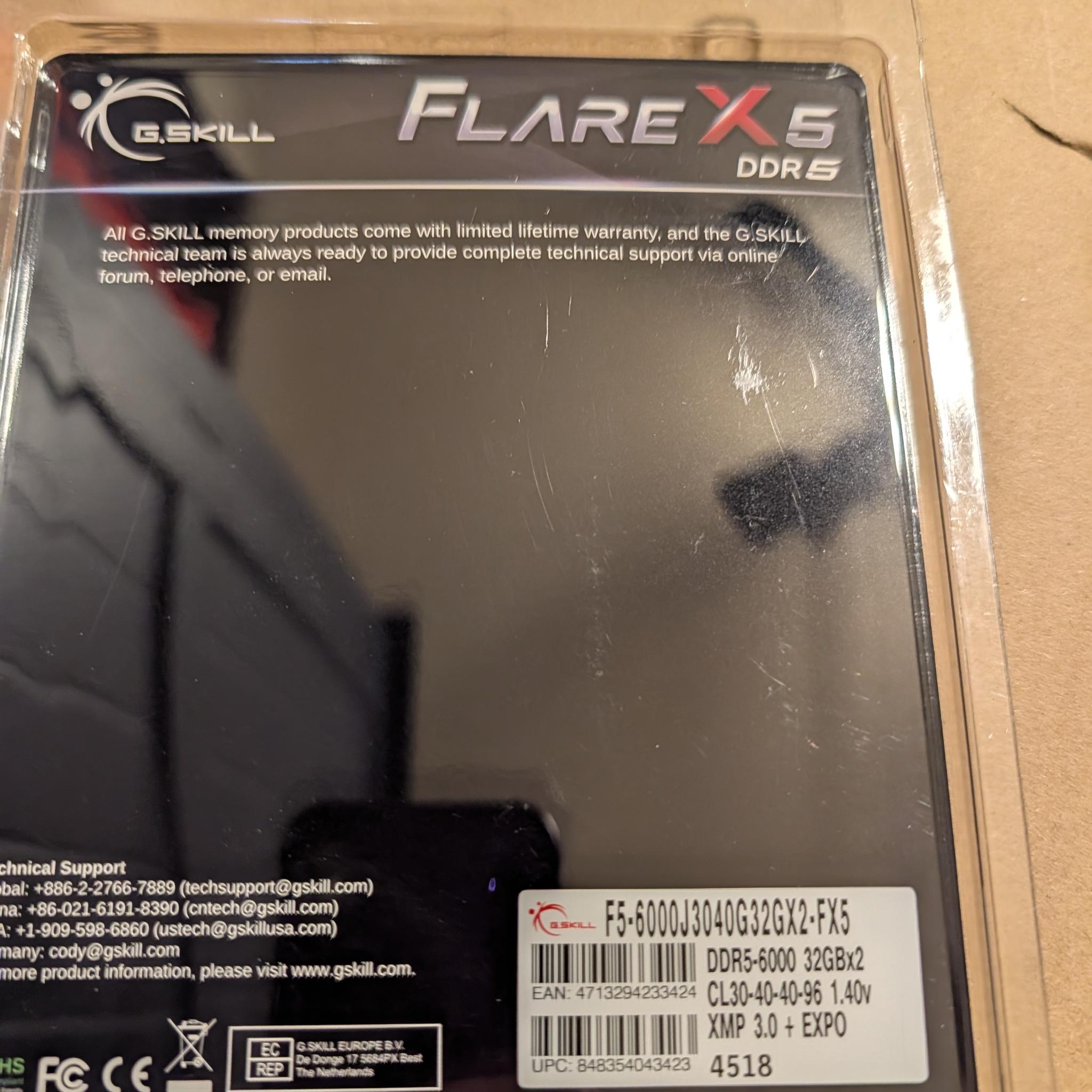 G.SKILL Flare X5 DDR5-6000 CL30 64GB (2x32GB) DIMM Desktop Memory XMP 3.0 EXPO