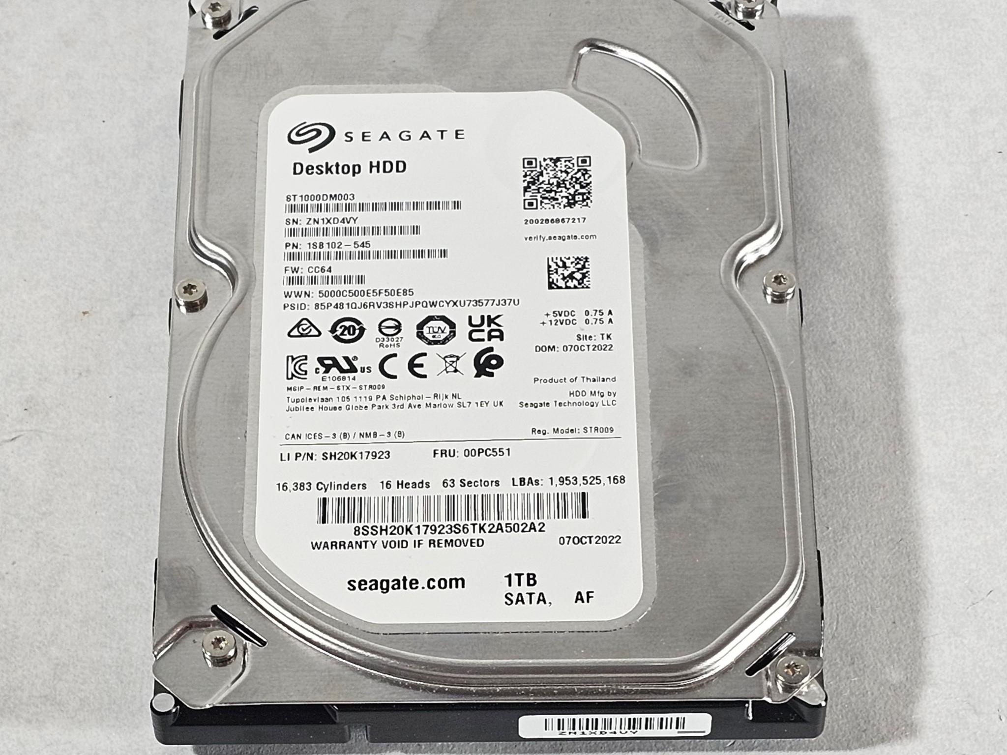 1TB 3.5" Hard Drive Seagate Desktop HDD ST1000DM003