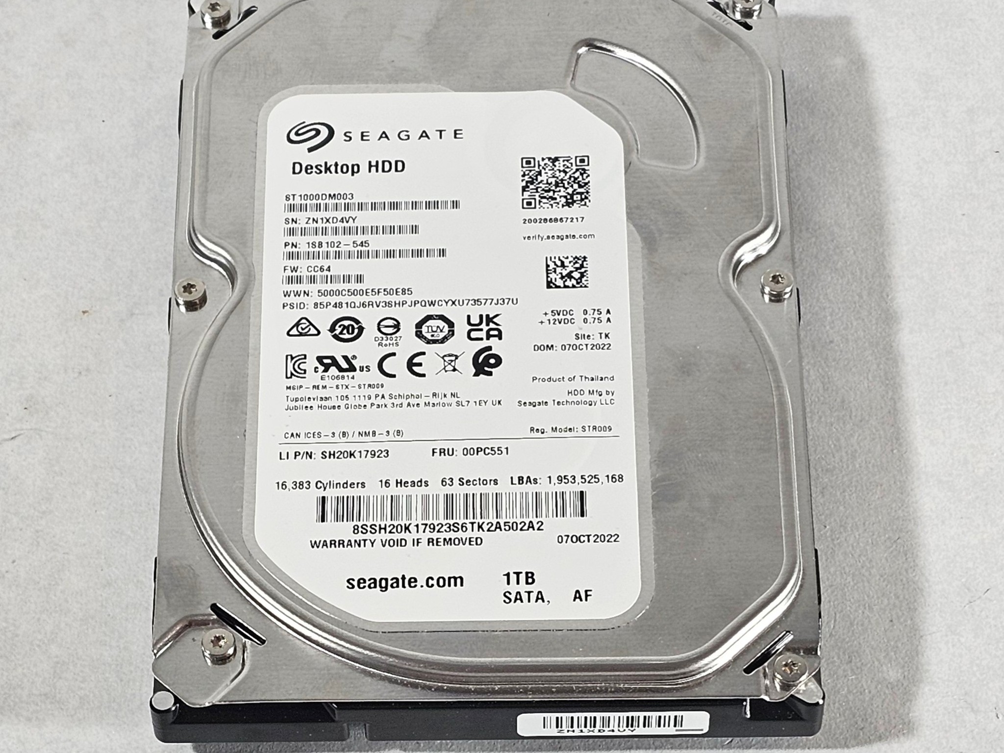 1TB 3.5" Hard Drive Seagate Desktop HDD ST1000DM003