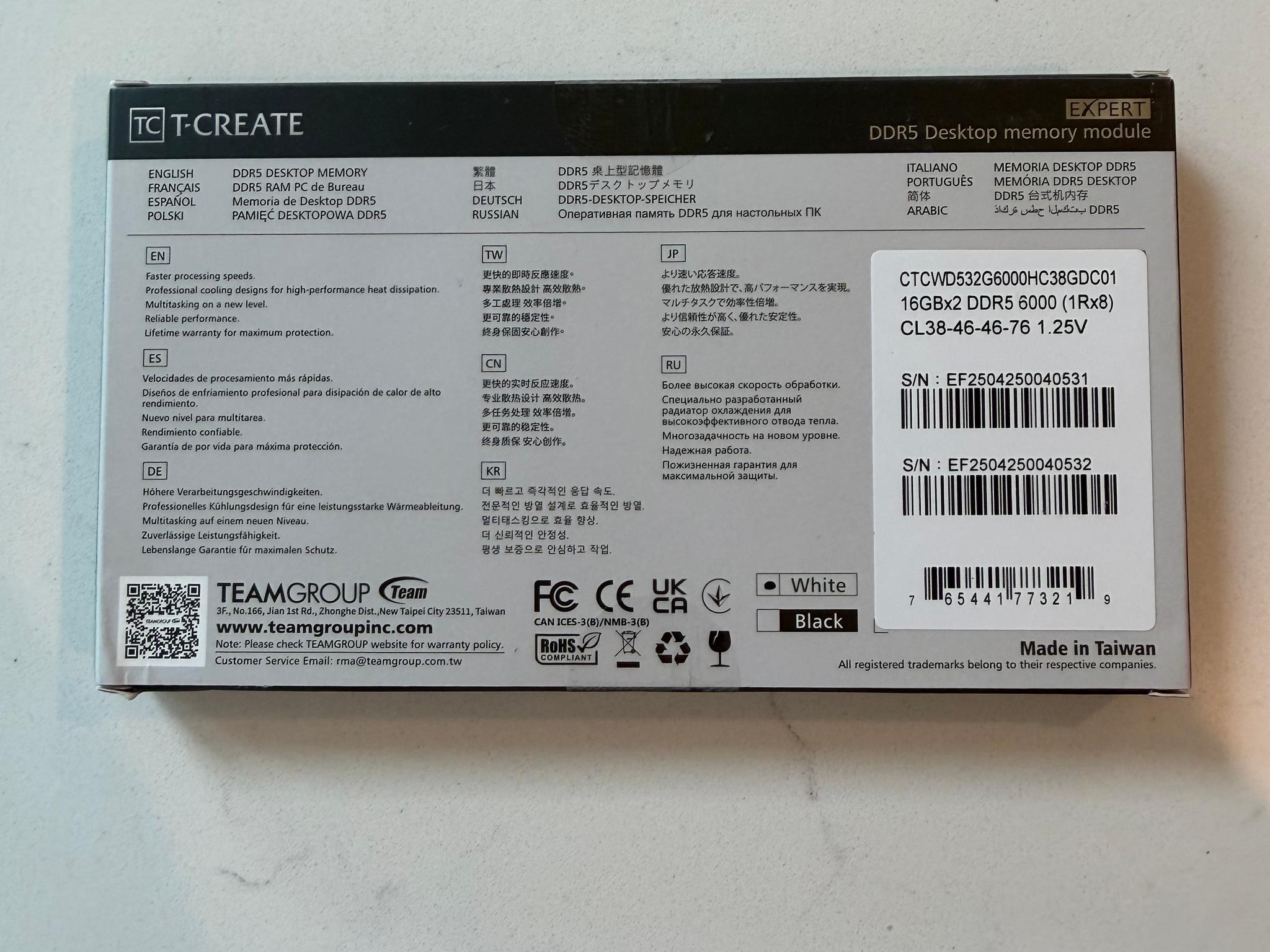 TEAMGROUP T-Create DDR5 32GB (16GBx2) 6000mhz