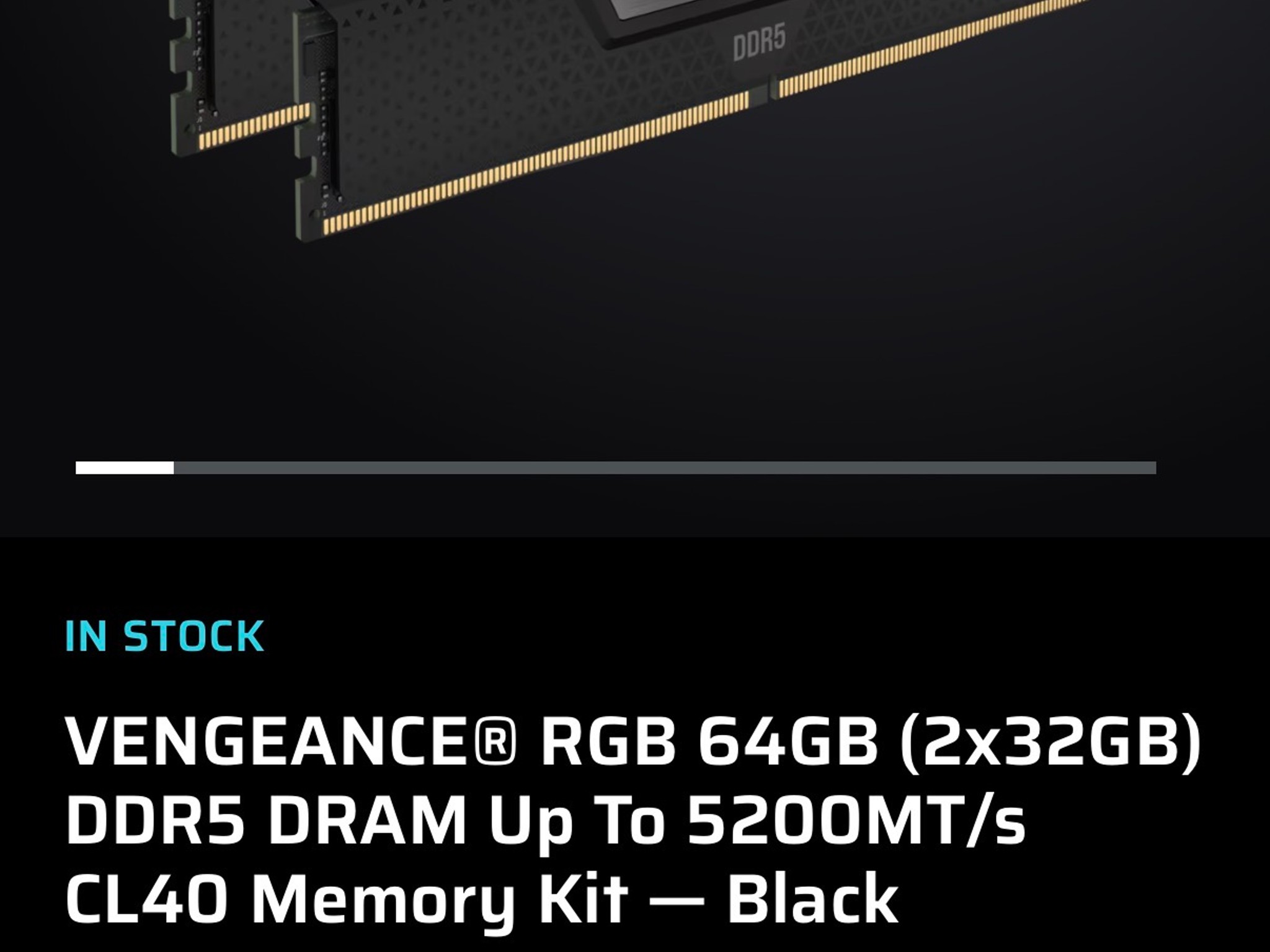 Corsair Vengeance RGB 64GB (2x32GB) 5200MHz CL40