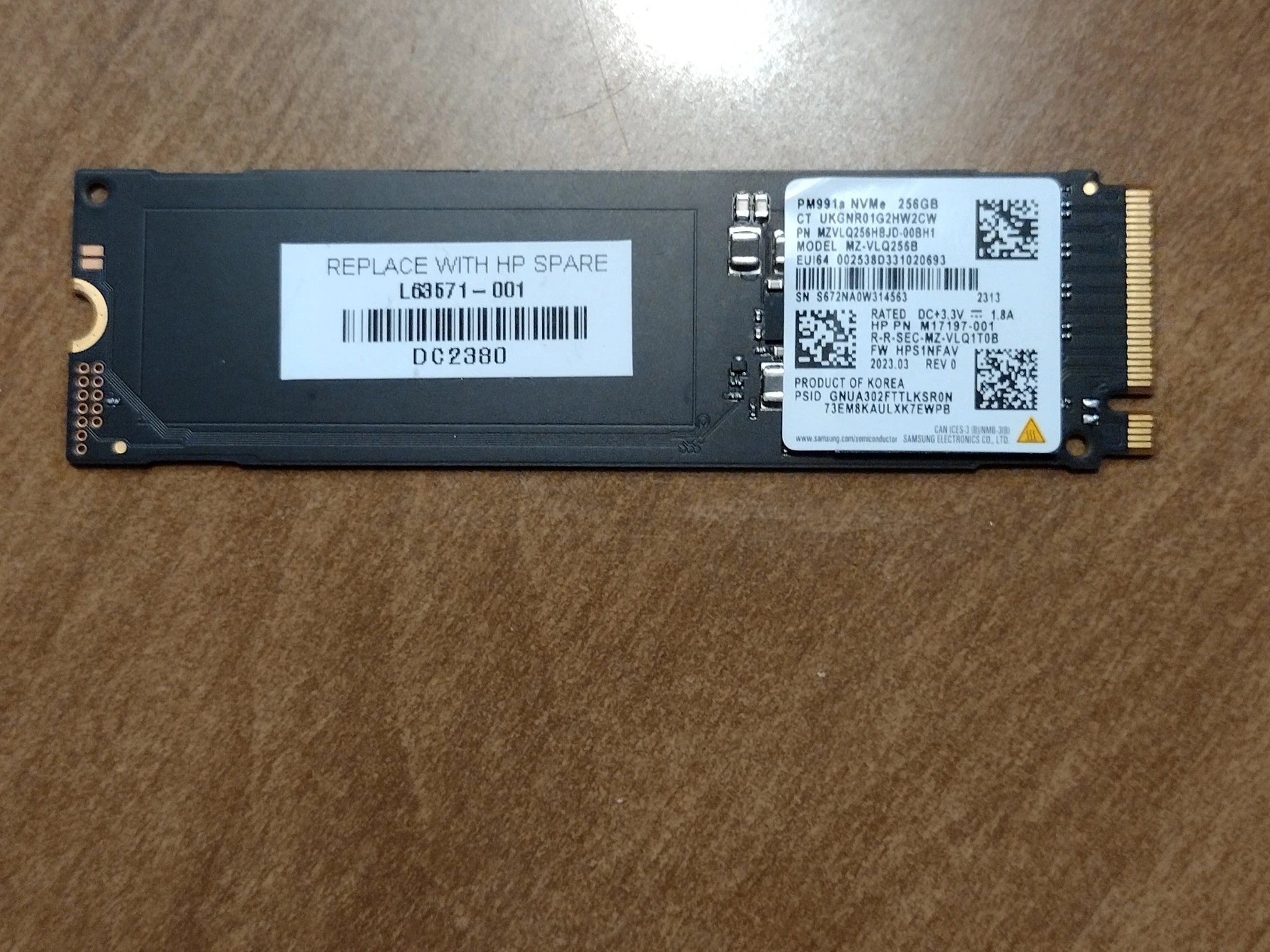 Samsung 256 Gb M.2 2280 NVMe SSD