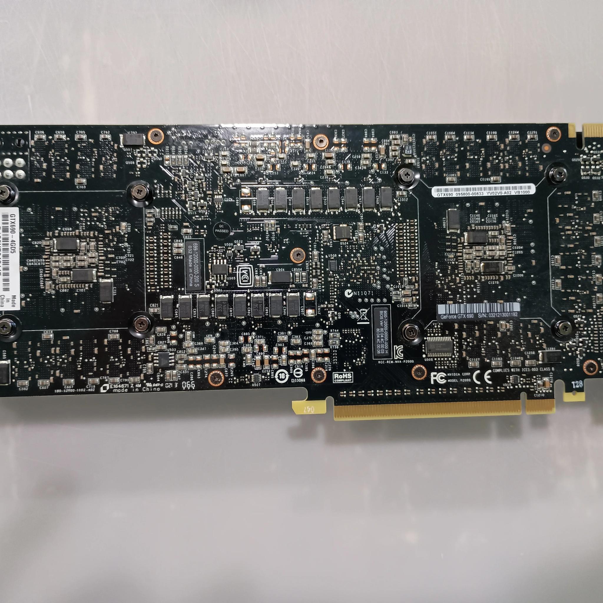 Two GTX 690 GPUs for Quad SLI (with SLI bridge). Tested, works well.