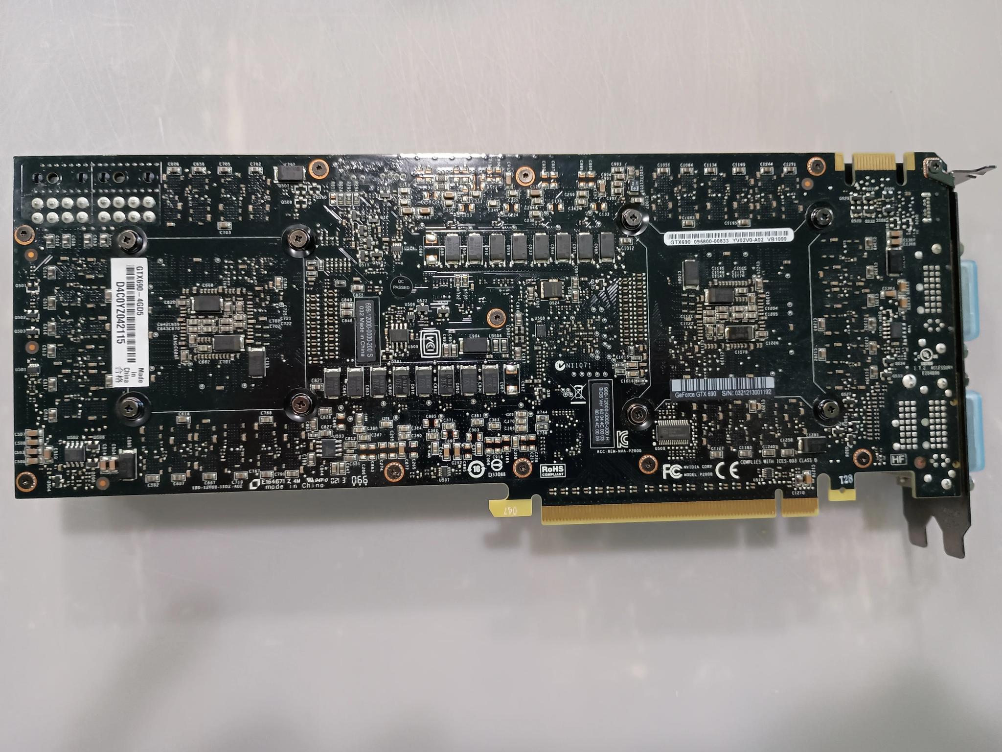 Two GTX 690 GPUs for Quad SLI (with SLI bridge). Tested, works well.