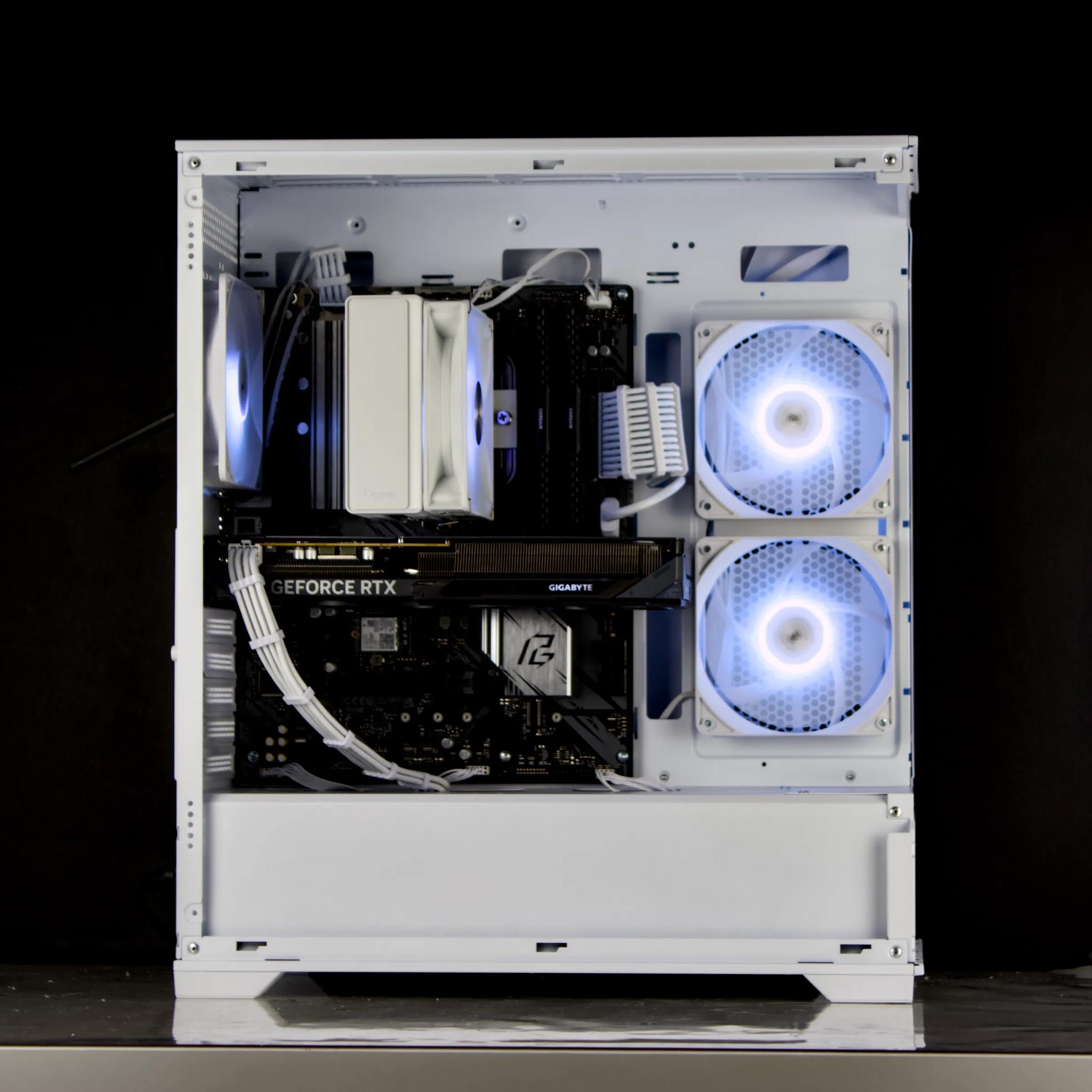 Clean White Gaming PC – RTX 5060, Ryzen 5 5600X, 32GB, 1TB SSD - RGB, WiFi, BlueTooth
