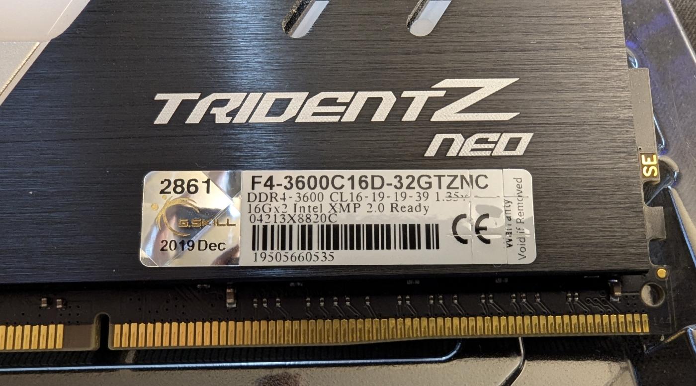 G.Skill TridentZ Neo 32GB(2x16GB)DDR4-3600 C16 Dual Channel Memory Kit - F4-3600C16D-32GTZNC