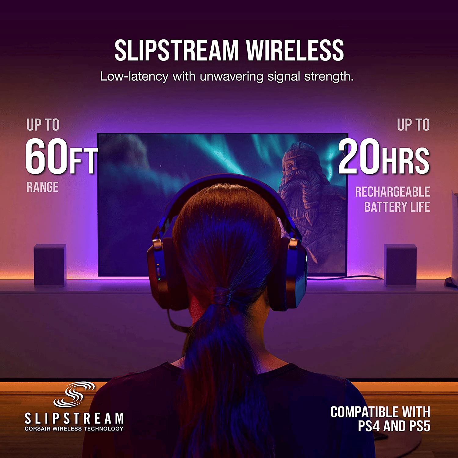 CORSAIR HS80 RGB WIRELESS Premium Gaming Headset with Spatial Audio — Carbon