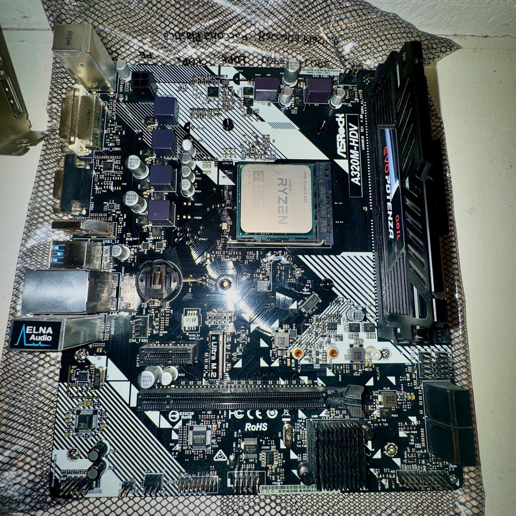 AsRock A320M-HDV, Ryzen 5 1600, MSI Nvidia GTX 1050ti 4GB, 8GB Ram