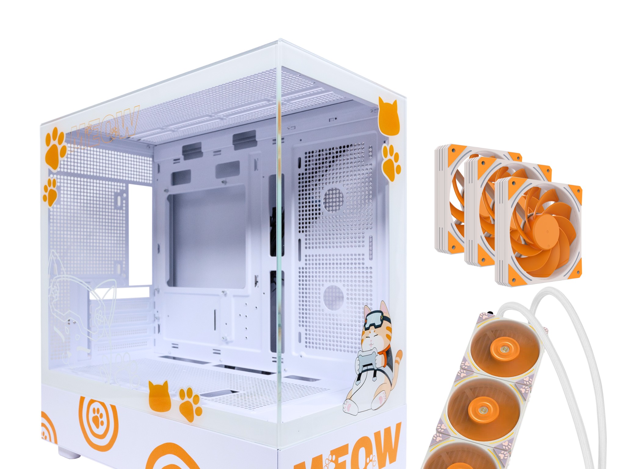 Segotep Memphis-S Meow Combo M-ATX  Case, AIO BeIced II 360, ARGB Fan Meow Edition