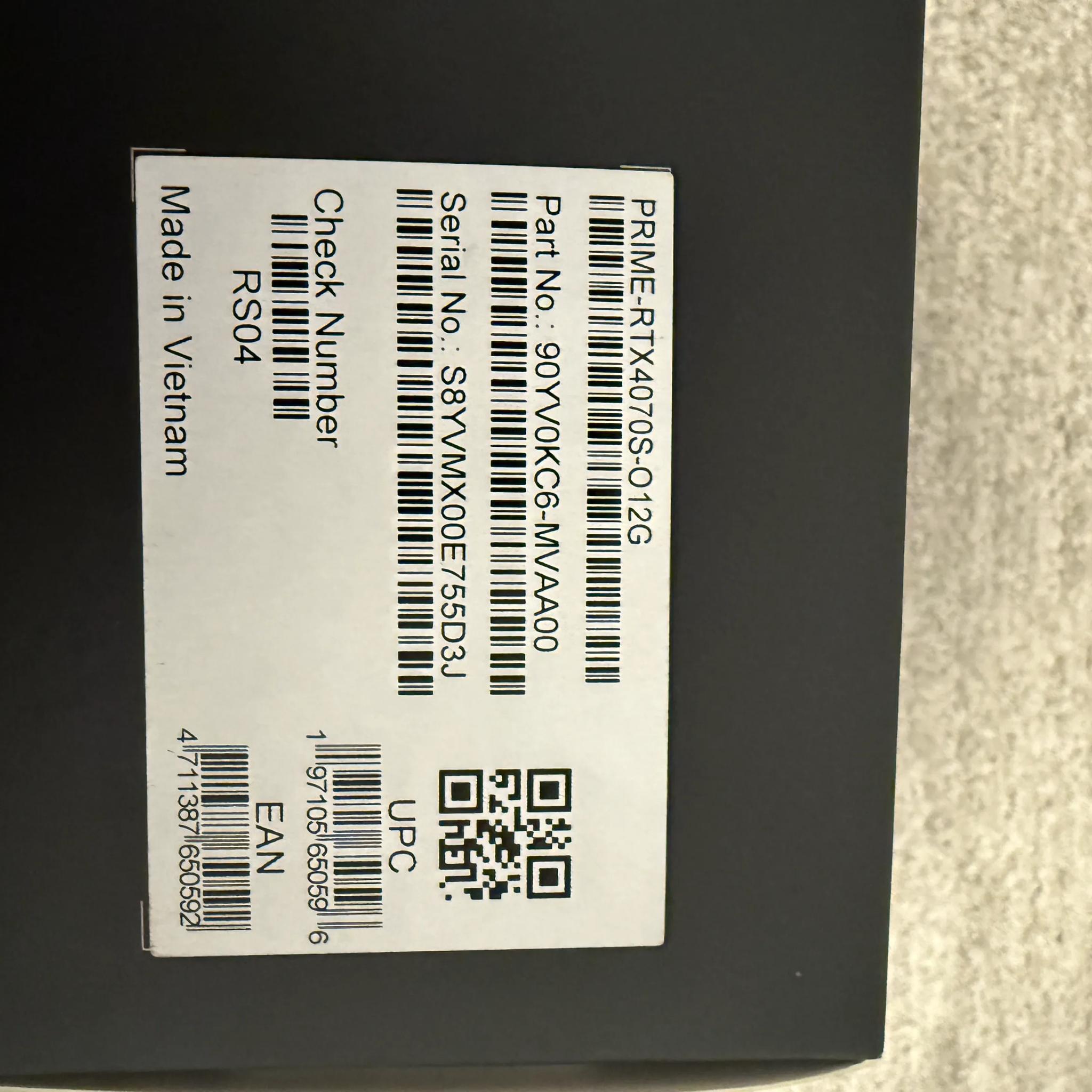 ASUS NVIDIA GeForce RTX 4070 Super Prime Overclocked Triple Fan 12GB GDDR6X PCIe 4.0 Graphics Card