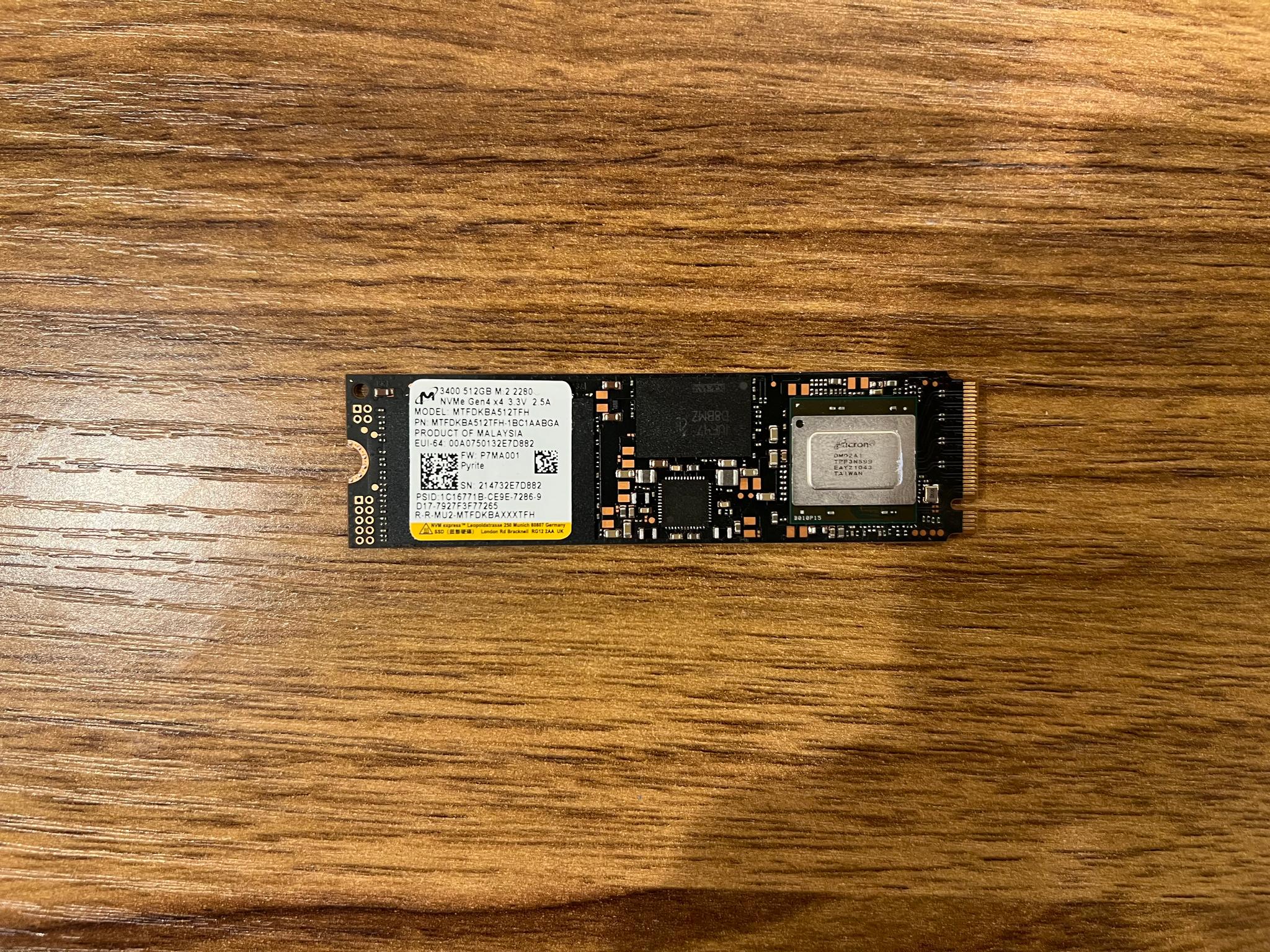 512GB Micron 3400 M.2 NVMe SSD PCI-e Gen 4x4 with TLC NAND Controller