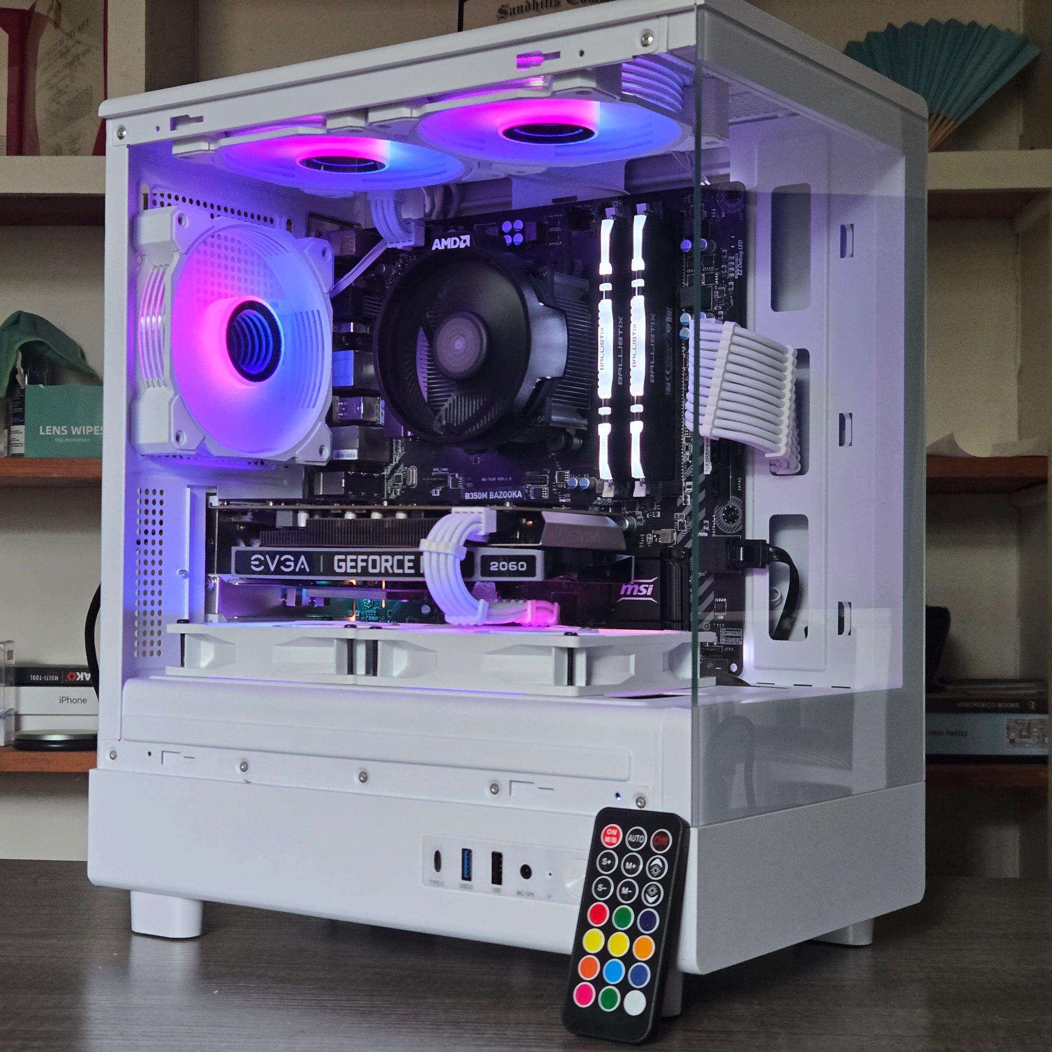 White RGB Gaming PC | R5 2600 | RTX 2060 6GB | 16GB | 1TB | ARGB | Wi-Fi + BT | 550W 80+ Gold